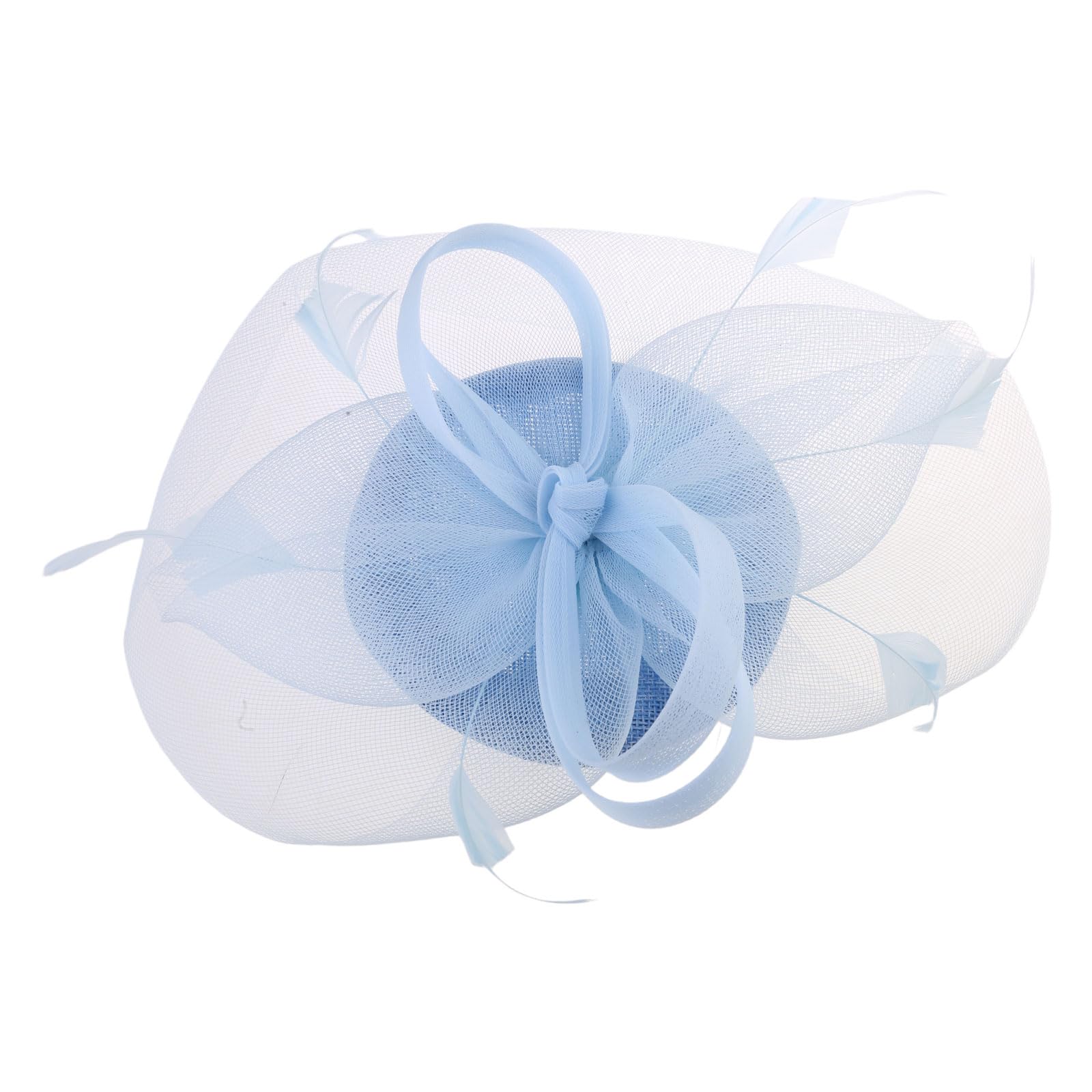 Hattba Unisex Lake Blue Elegant Fascinator Hat Pillbox Hat For Women Cocktail Tea Party Headwear Exquisite French Fascinator For Wedding