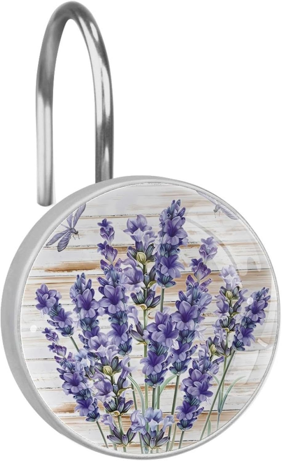 Lavender Decorative Shower Curtain Hooks Rings Set of 12 Hooks for Shower Curtain Rustproof Curtain Rings for Bathroom, 1.45x1.45 in/3.7x3.7cm