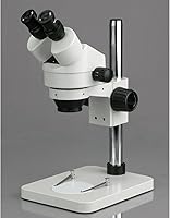 Vista 5 de Microscopio binocular estéreo 7X-45X con soporte de pilar de 14" y luz de anillo de 64 LED