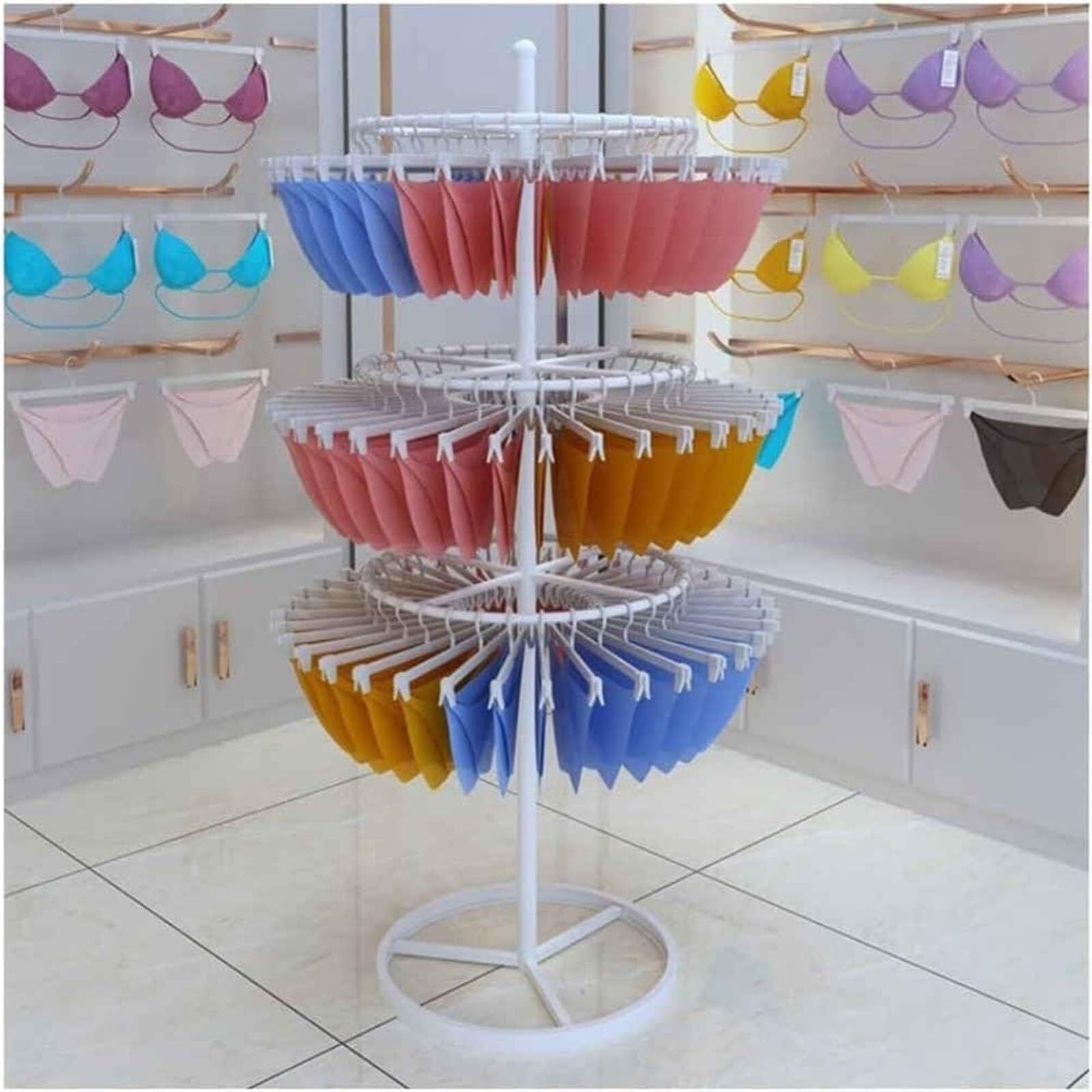 Espositore per indumenti indipendente a 3 livelli per reggiseni, pantaloncini, calzini e biancheria intima - Soluzione di organizzazione e attrezzatura per negozi al dettaglio