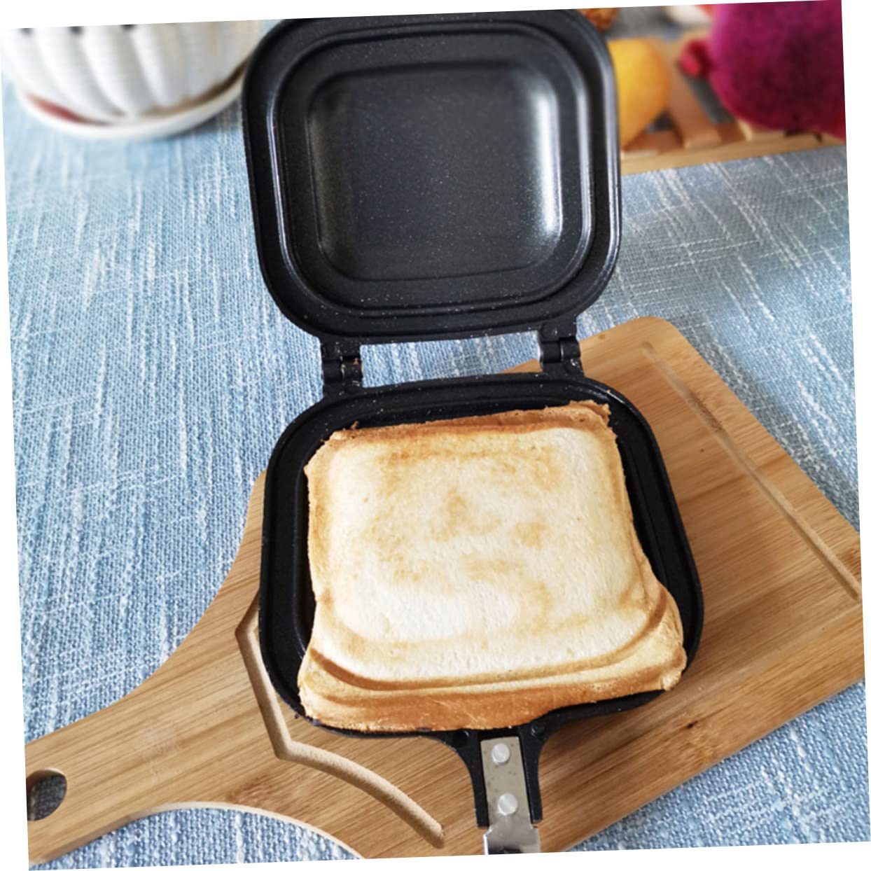 Baluue Sartén de Doble Cara para Hacer Sandwiches Sandwichera Antiadherente de Cocina Herramienta para Freír Pan Sartén para Parrilla para Desayunos Caseros