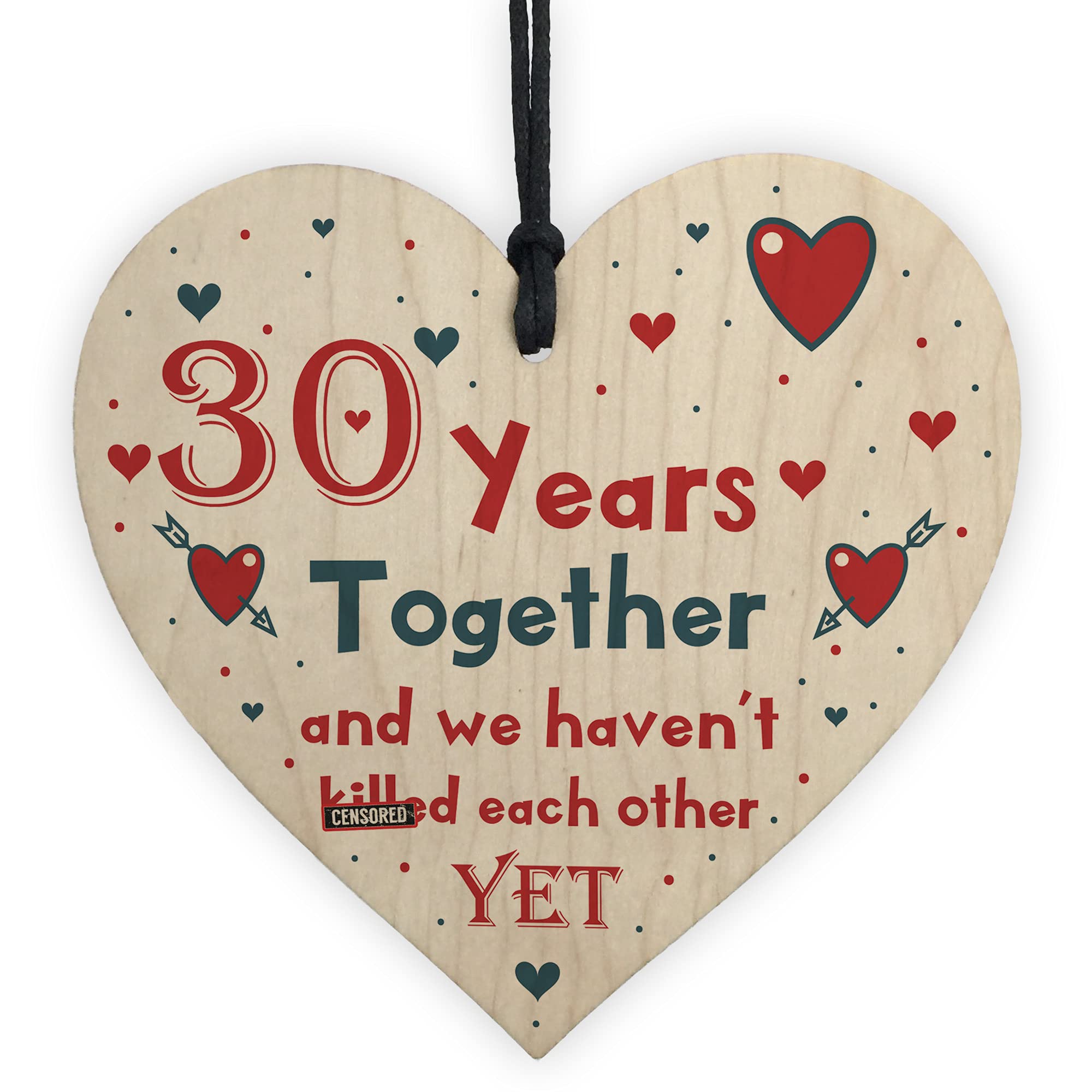 Funny Rude 30th Anniversary For Husband Wife For Him Her Wooden Heart