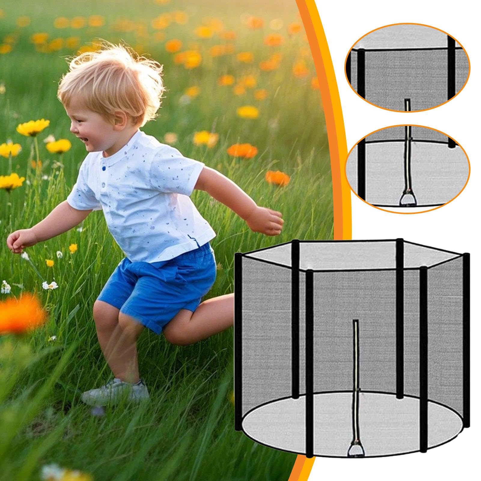 Rete Di Sicurezza Per Trampolino - Ricambio Per 6 O 8 Poli, Misure 2.4m-4.3m, In PE Resistente Ai Raggi UV - Foto 7