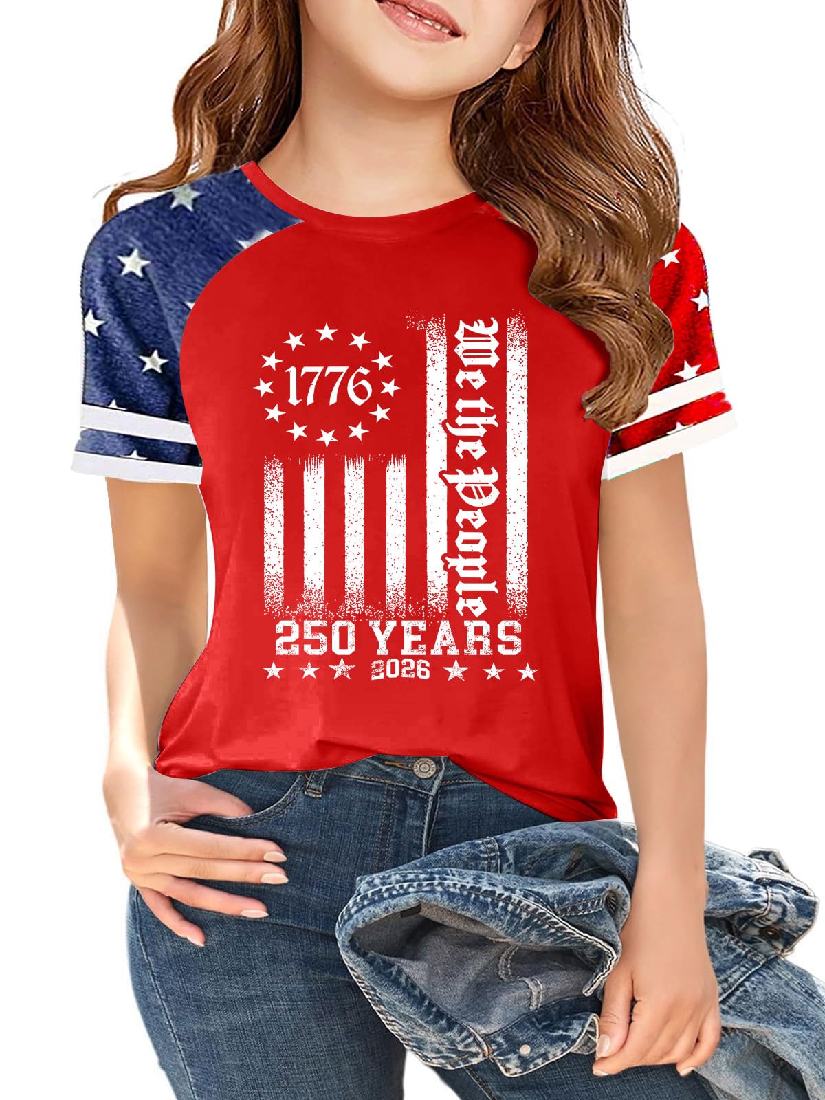 Ithalt Boys Girls USA Shirts Kids 4th of July Shirts American Flag Tshirt Patriotic Top Independence Day Outfit 5-13y