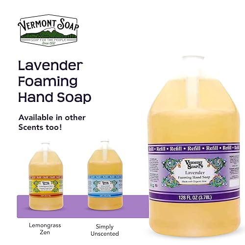 Miniatura 17 de VERMONT SOAP Jabón de manos espumoso de lavanda orgánica, jabón hidratante natural para piel seca, jabón líquido de manos de baño sin fragancia