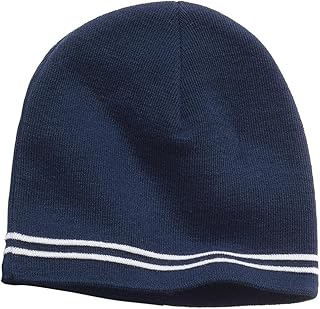 Sport-Tek Perfect Spectator Double Stripe Beanie - True Navy/White STC20 OS