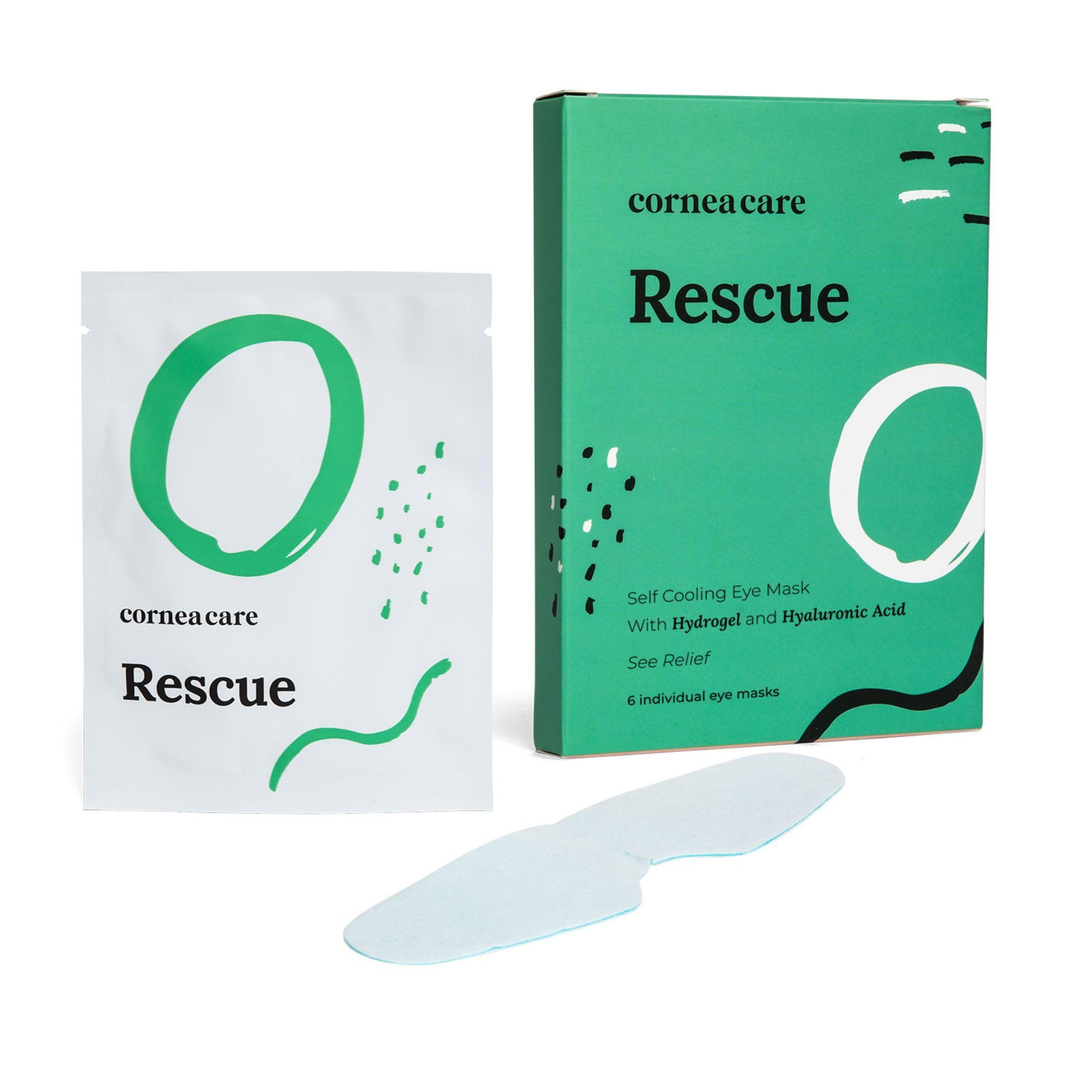 CorneaCare | Rescue Hydrogel Self Cooling Compresses | Eye Cooling Pads | Cooling Eye Patches | ​​Cooling Eye Masks | Cold Eye Masks for Puffy Eyes | 6 Count | FSA & HSA Eligible