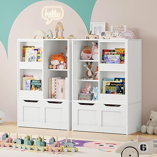 Miniatura 2 de HOOBRO Organizador de almacenamiento de juguetes, organizadores de juguetes y almacenamiento con estante deslizante para libros, estante de pecho de