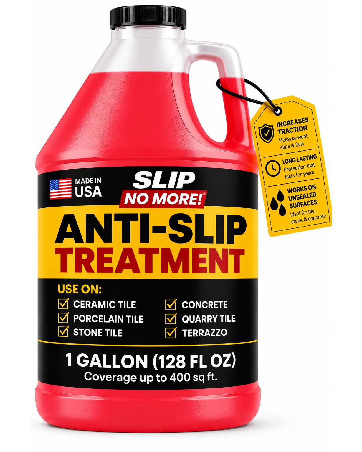 Anti Slip Tile Treatment (Gal) Non-Slip Floor Treatment for Grip on Stone, Porcelain &amp; Ceramic. Indoor &amp; Outdoor, Residential &amp; Commercial Slip Prevention, Works Fast for Lasting Traction