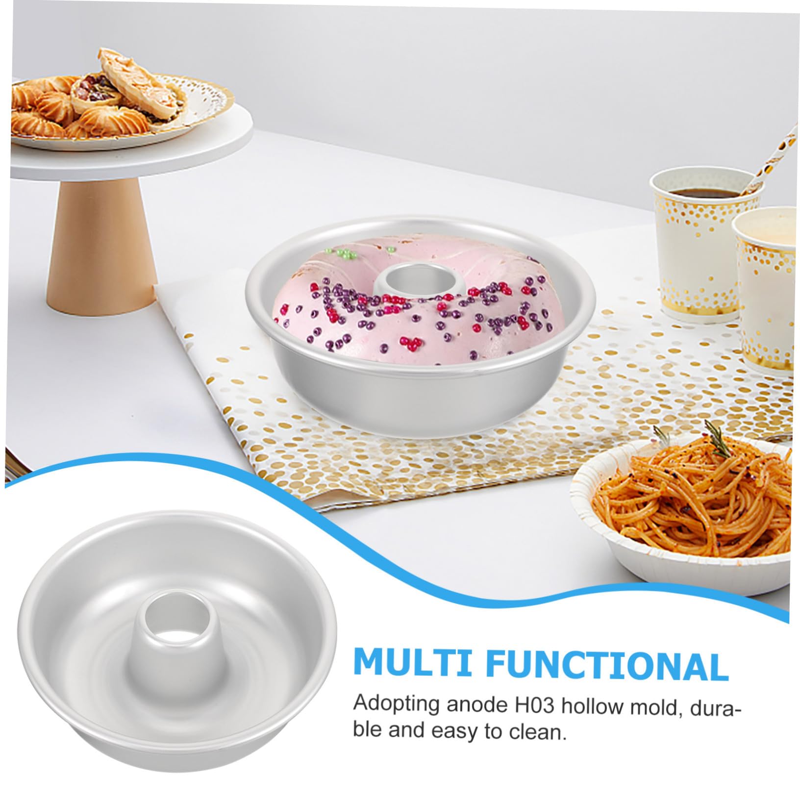 Toyvian Moule à Gâteau Creux en Alliage D'aluminium Antiadhésif Résistant la Chaleur pour Cuisson Four, Accessoire Pâtisserie Maison ou Boutique de Gâteaux