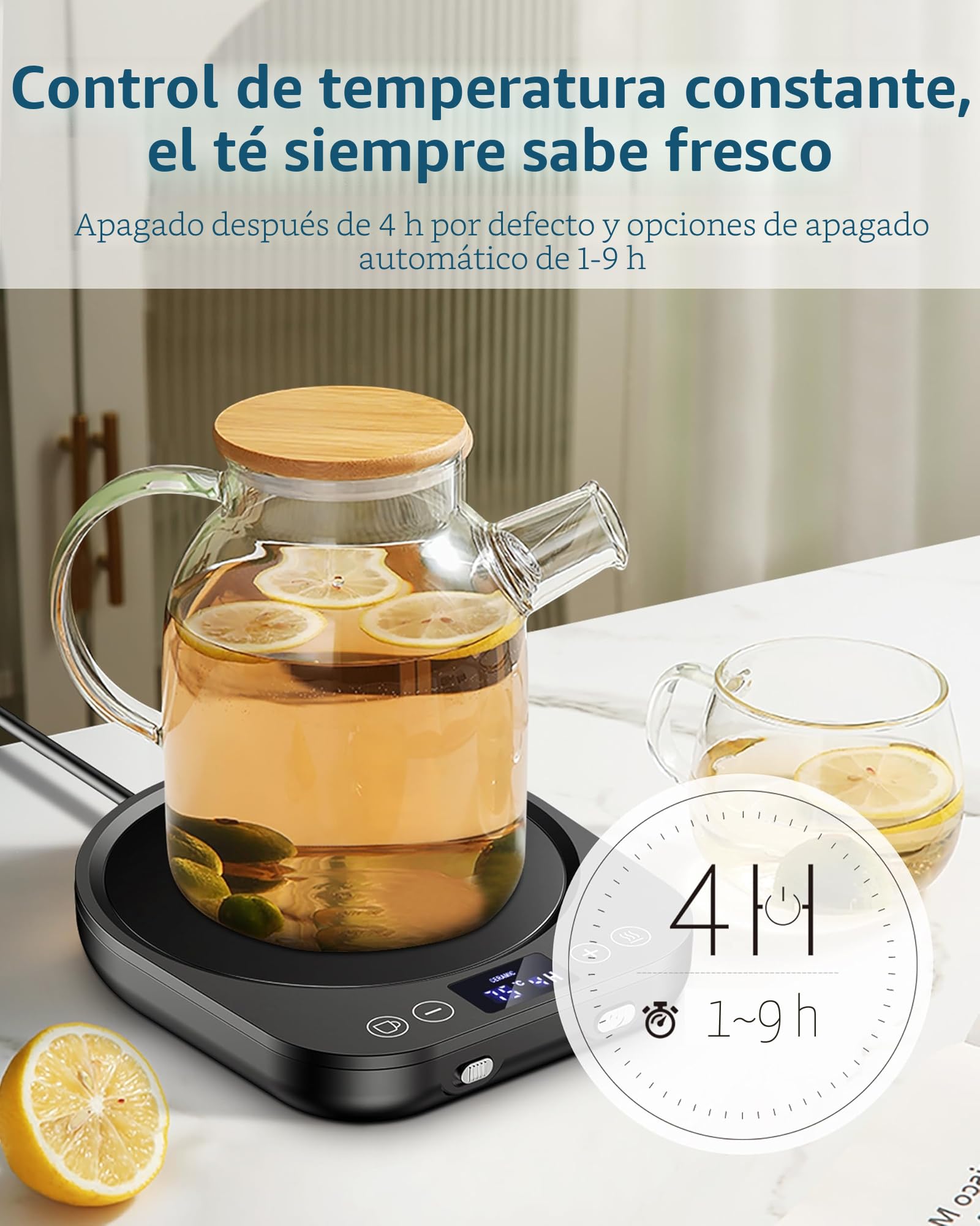 Accwork Calentador de Taza Café, Calentador de Bebidas Calienta Leche, Té con 3 Modos de Temperatura hasta 85℃ Apagado Automático, Calentador de Café para Oficina, Hogar