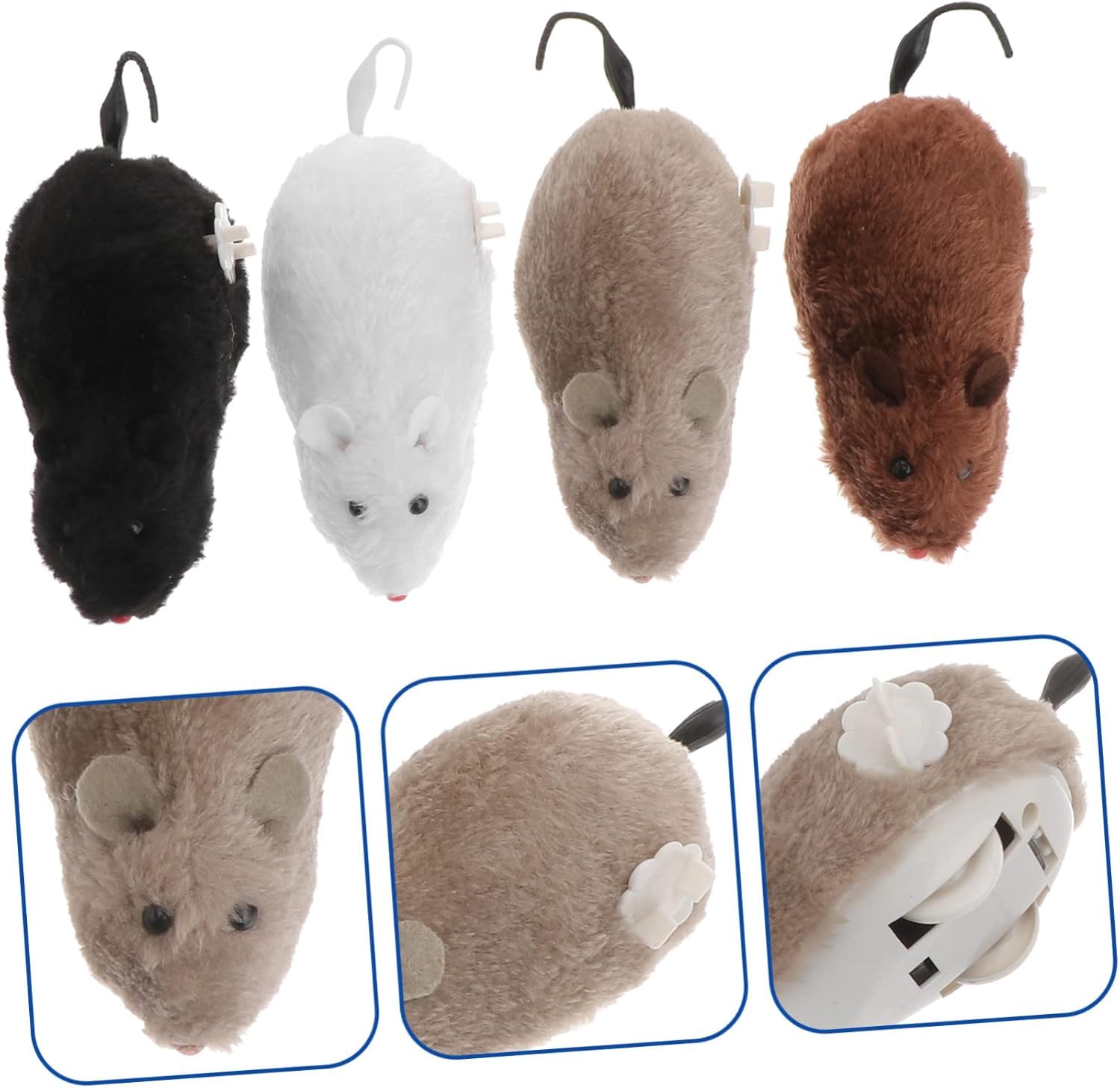 SOGUD Gri Kurmalı Kedi Oyuncağı – Hareketli Fare Şeklinde Peluş Kedi Fare Oyuncağı – Pilsiz Kurmalı Mekanizma, Etkileşimli Av Oyunu – Ev İçi Egzersiz, Oynama ve Zihinsel Uyarılma İçin