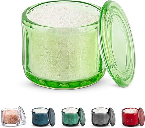 Amazon.com: KooK Glass Salt Cellar, with Lid, Embossed Pressed Glass ...