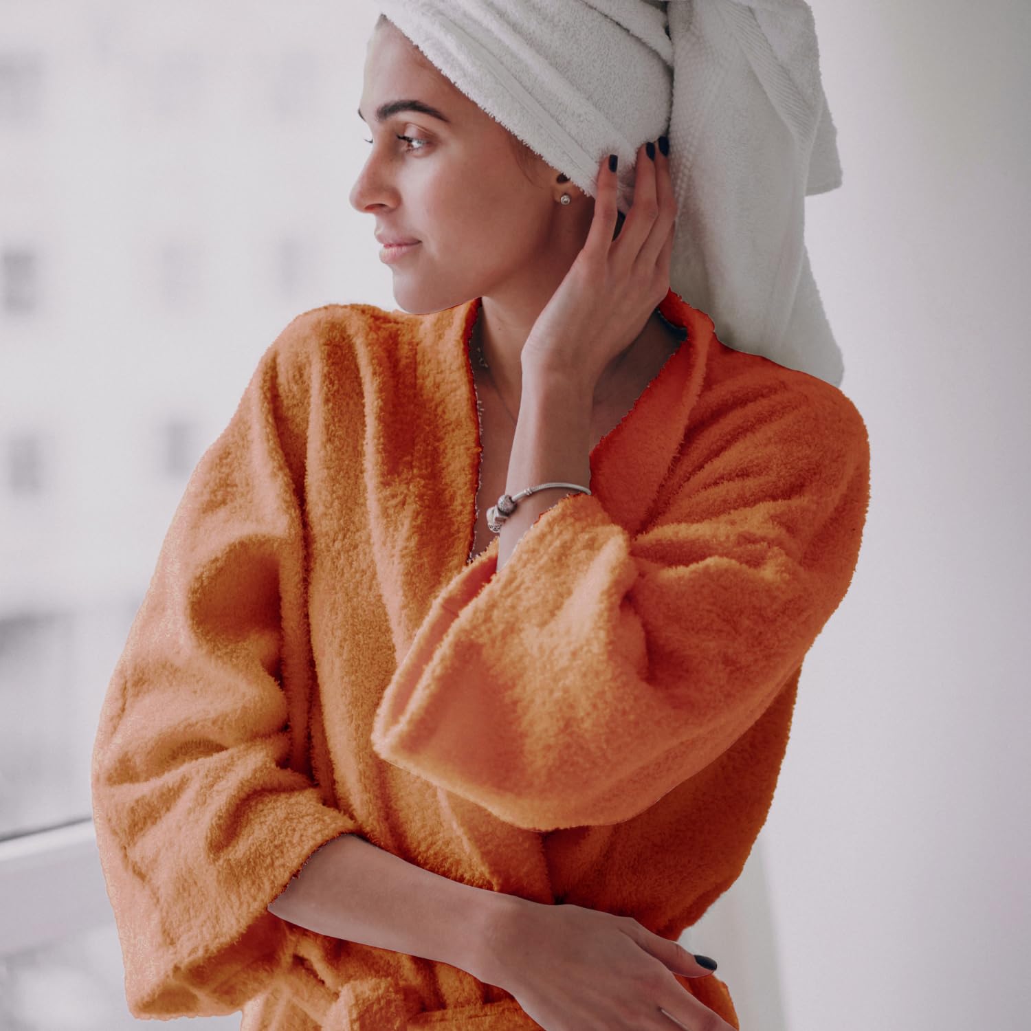 Cotton Bolls Textiles Luxury Plush Microfiber Bath Robe for Women & Men (XL, Brown) Shawl Collar Style Bathrobe with Long Sleeves Super Soft Highly Absorbent Fabric 3