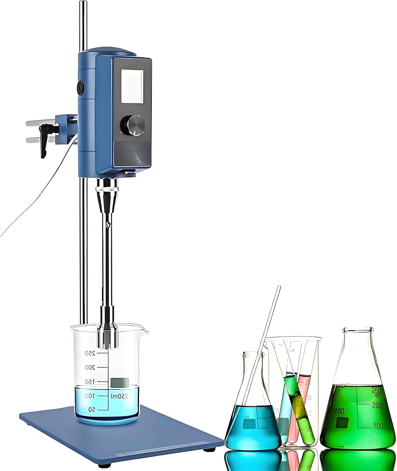 Lab Cantilever Dispersing Machine, High Speed Dispersing Homogenizer Emulsifier Capacity 2000-28000RPM, 500W Digital Display Blender, 5-10000ML Processing Capacity, Timing Control 6000 Minutes 18G