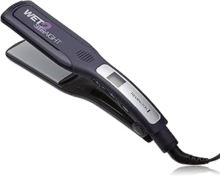 Remington S8001G Wet 2 Straight Wide Plate Wet/Dry Ceramic Hair Straightening Iron with Tourmaline, 2 Inch, Purple