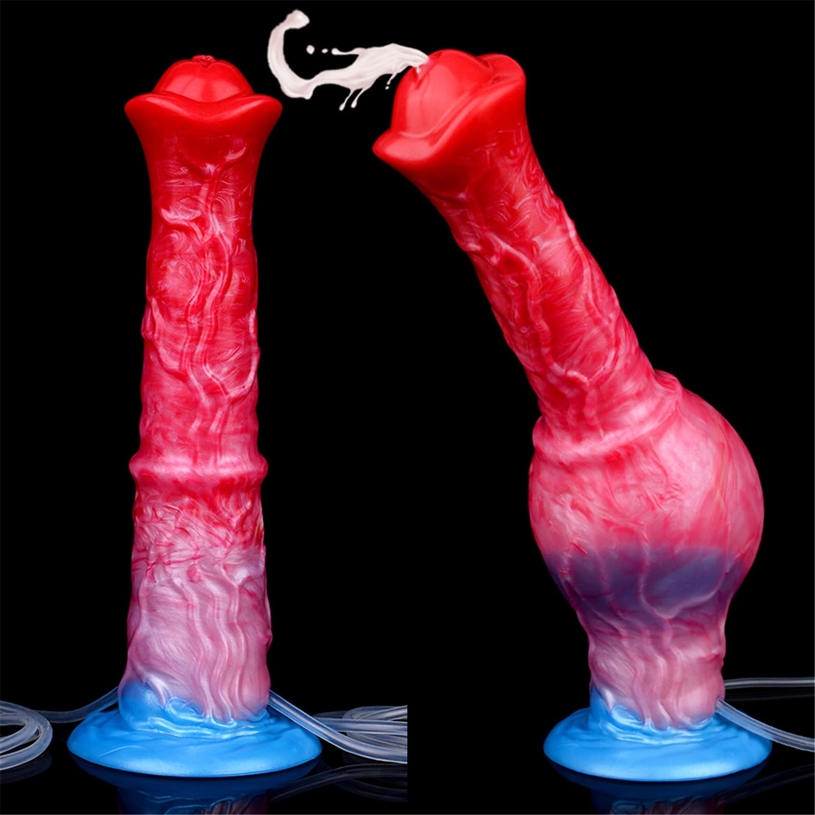 Dildo anale in silicone con animale gonfiabile enorme a forma di pene di cavallo con funzione di spruzzo di sperma Plug anali Butt Plug Sex Toys for uomini e donne