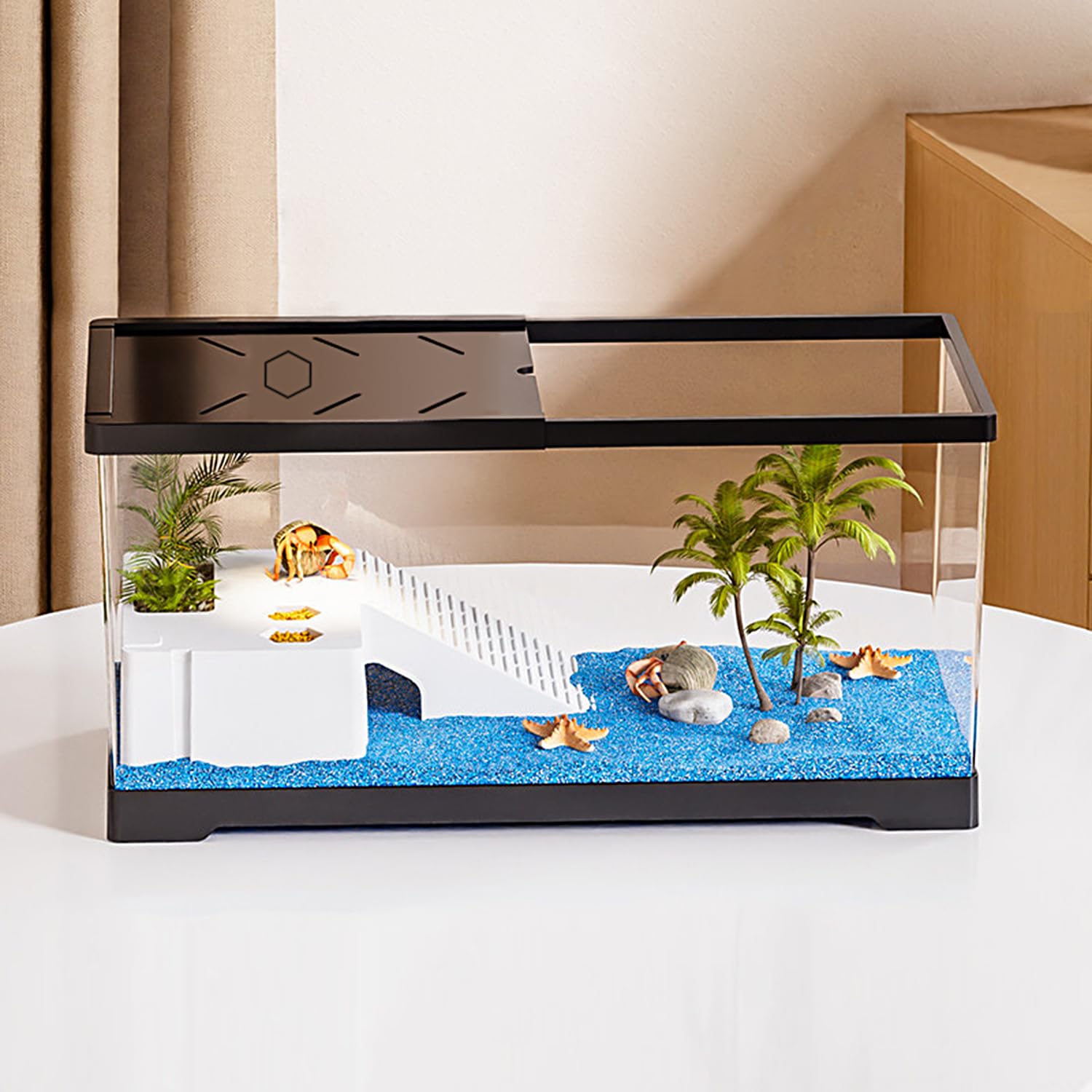 KAKOOTI Acquario per tartarughe con drenaggio sul fondo, 40 x 20 x 22,5 cm, per tartarughe giovani, gamberi di fiume, granchi, anfibi e rettili - 2