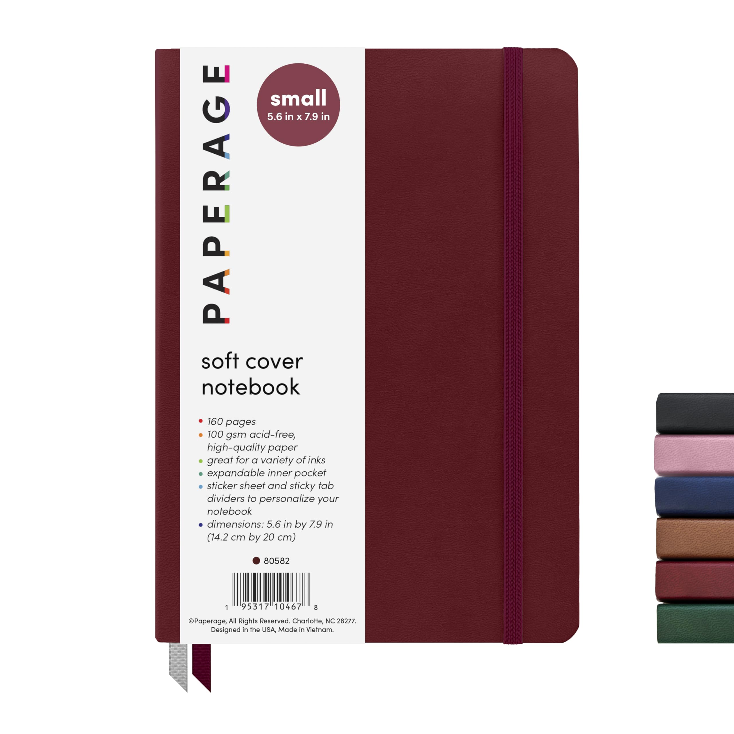 PAPERAGE Softcover Lined Journal Notebook (Burgundy), 176 Pages, College Ruled Notebook, Small 5.6 inches x 7.9 inches - 100 GSM Thick Premium Paper