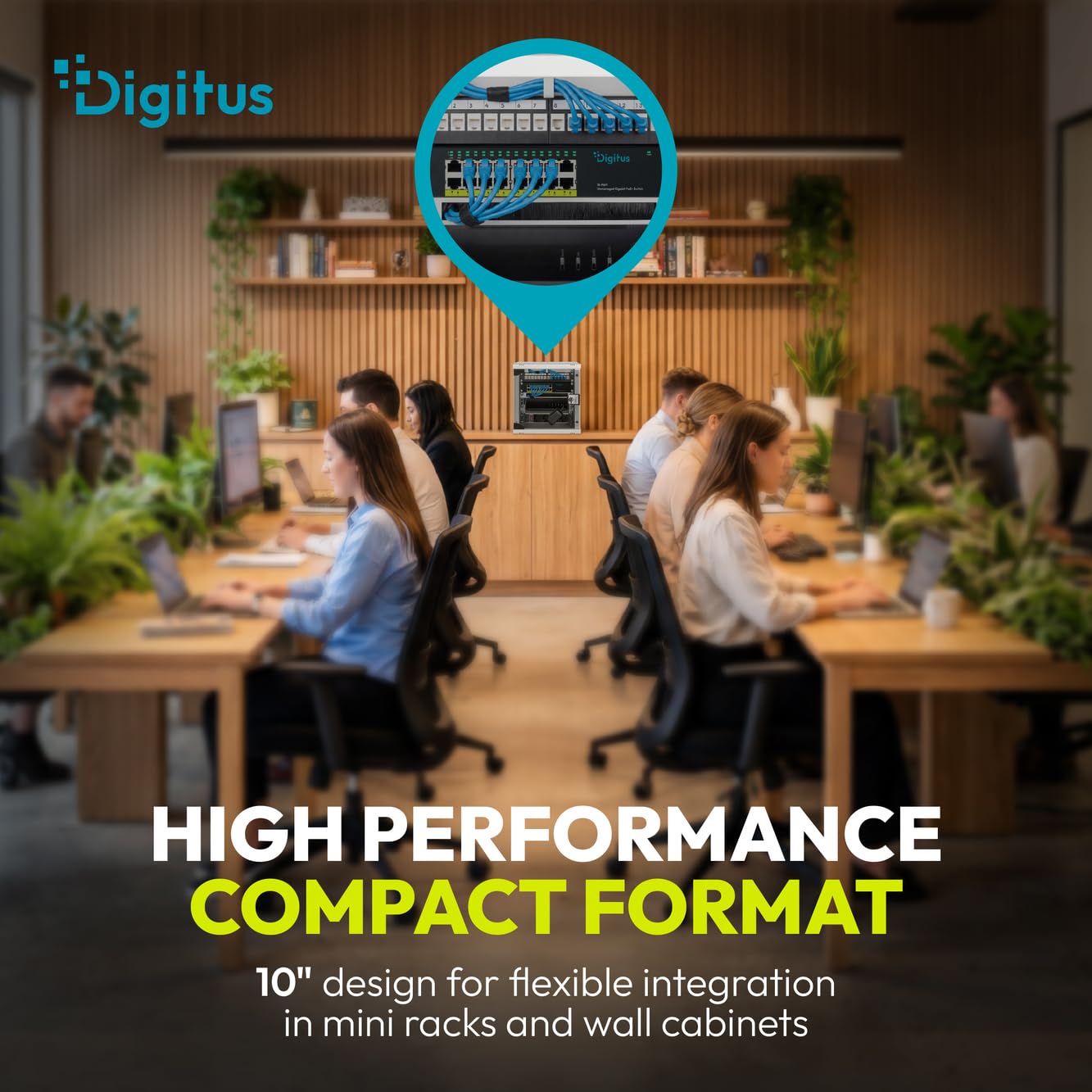 DIGITUS Switch di rete PoE+ – 10 pollici, 1U – 1 Gbit/s – 16 porte RJ45