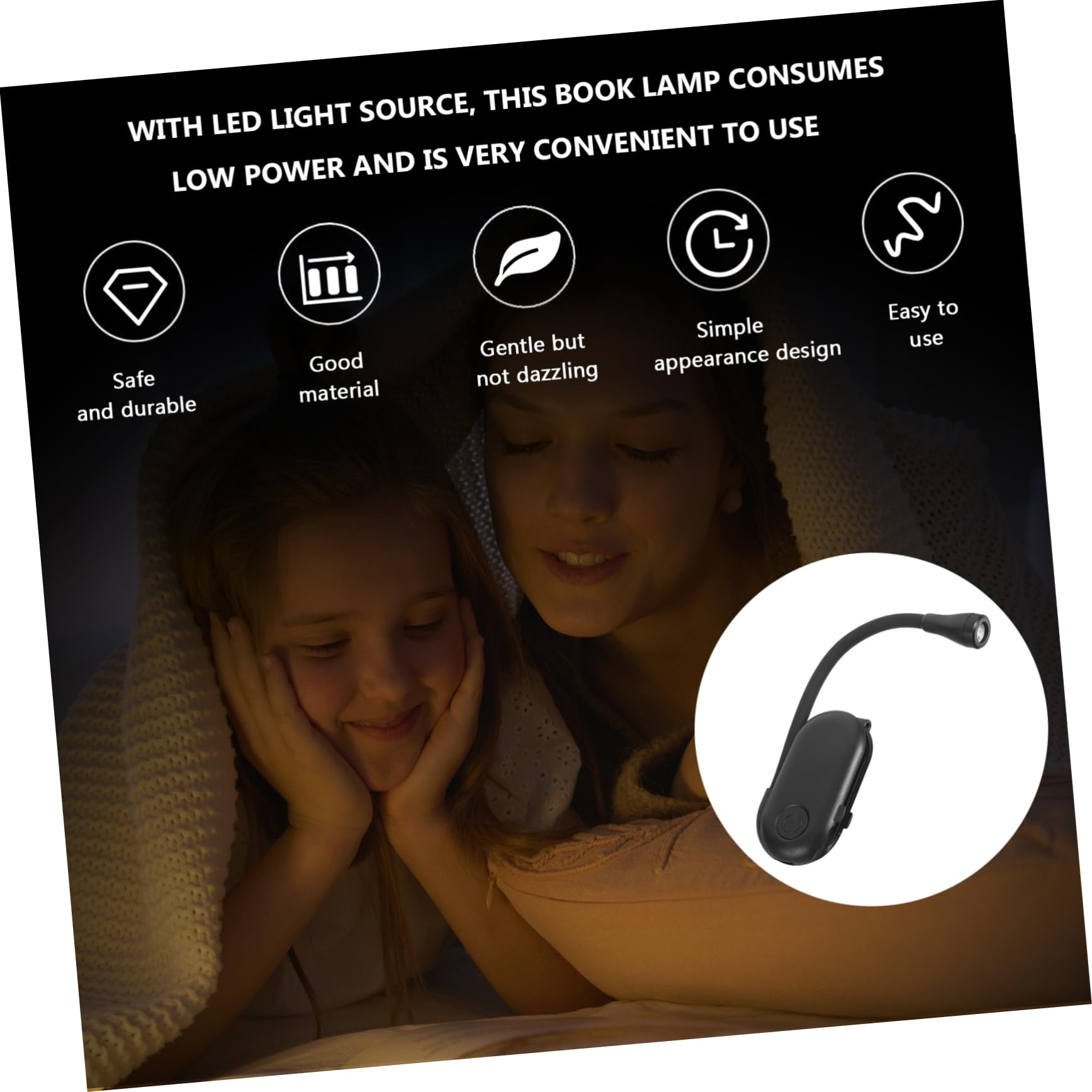 DIYEAH Clip Book Light Rechargeable LED Night Reading Lamp Compact and Portable Design for Study and Bedside Use Versatile Book Lamp for Easy Attachment