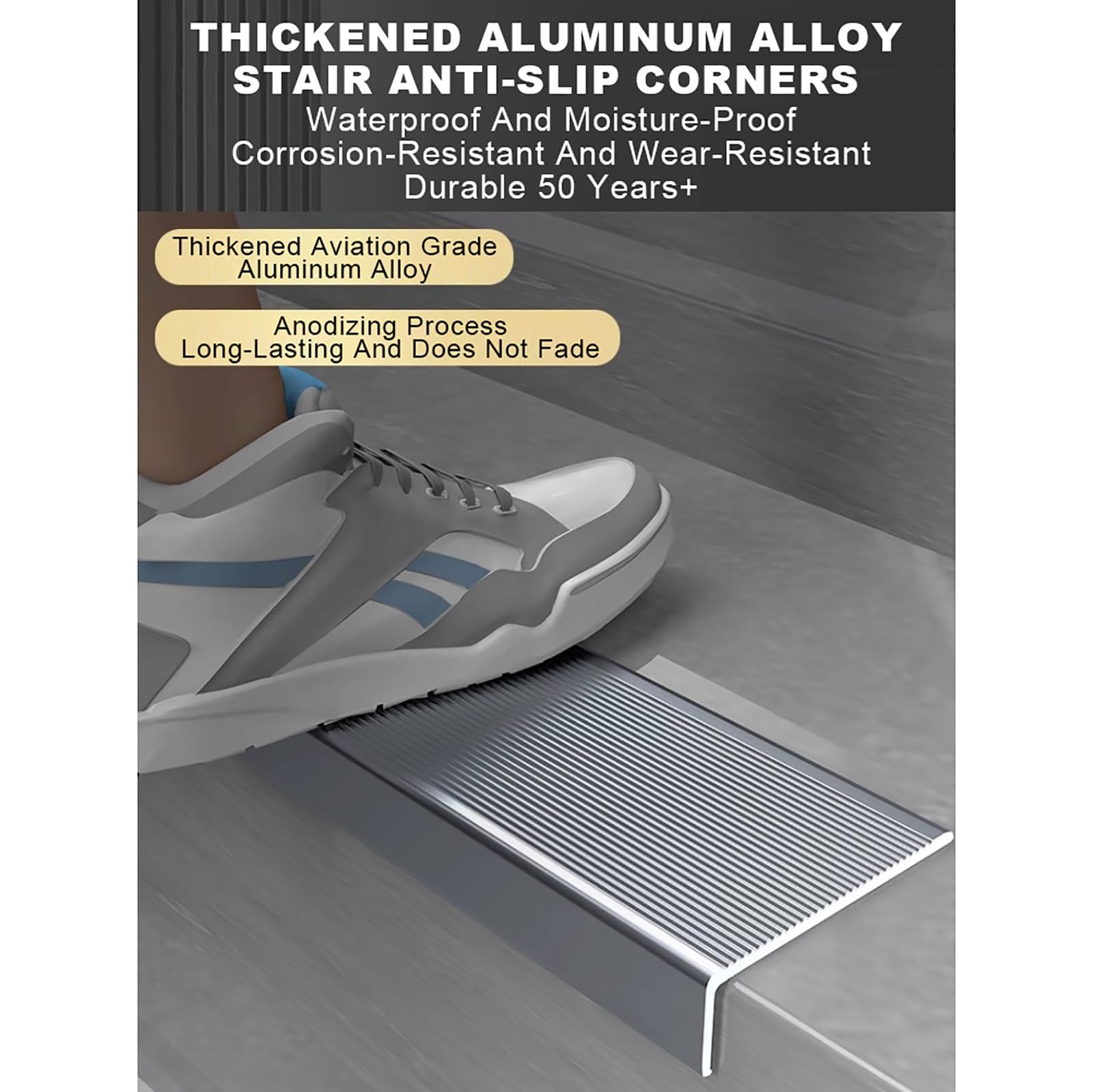 Tiras Antideslizantes Perfil De Borde De Escalera Antideslizante De Borde Escalonado Para Peldaños Tira De Umbral De Escalera De Protección De Esquina En Forma De L Para Cantos Escaleras ( Color : Mat