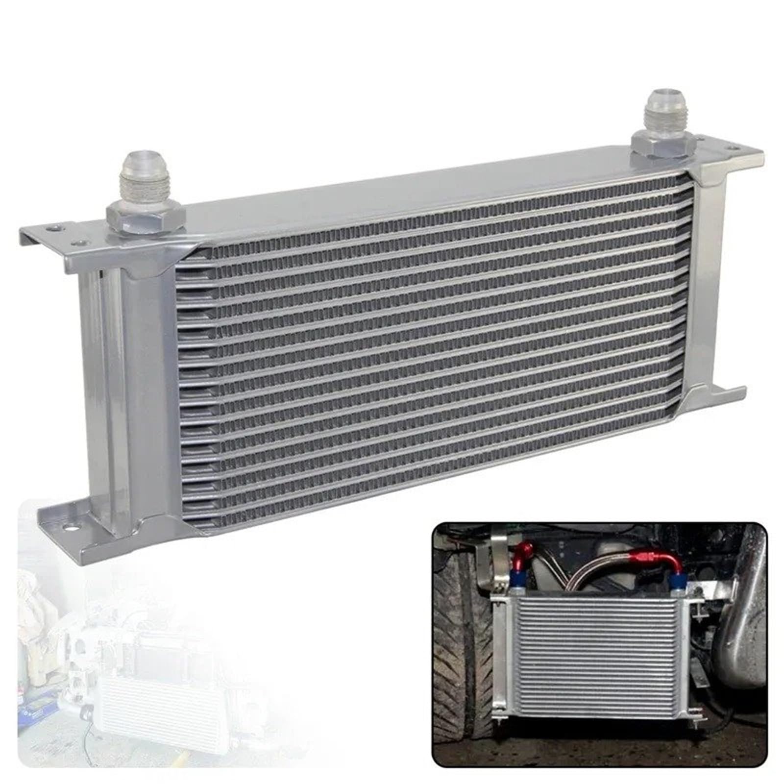 Intercooler Radiatore Olio Universale 16 File 248MM 8AN 3/4"-16 UNF Trasmissione Motore AN-8 Racing Alluminio