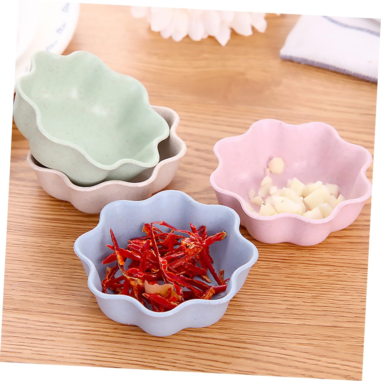 SOLUSTRE 6Pcs Straw Appetizer Plates Sauce Dishes for Dipping Versatile Spice Dish for Snacks Condiments Desserts Kitchen Tableware