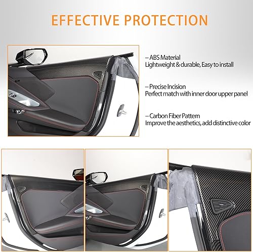 Miniatura 4 de Cubierta de panel interior de puerta compatible con Chevrolet Corvette C8 Stingray 2020-2023, decoración de marco de panel superior de puerta