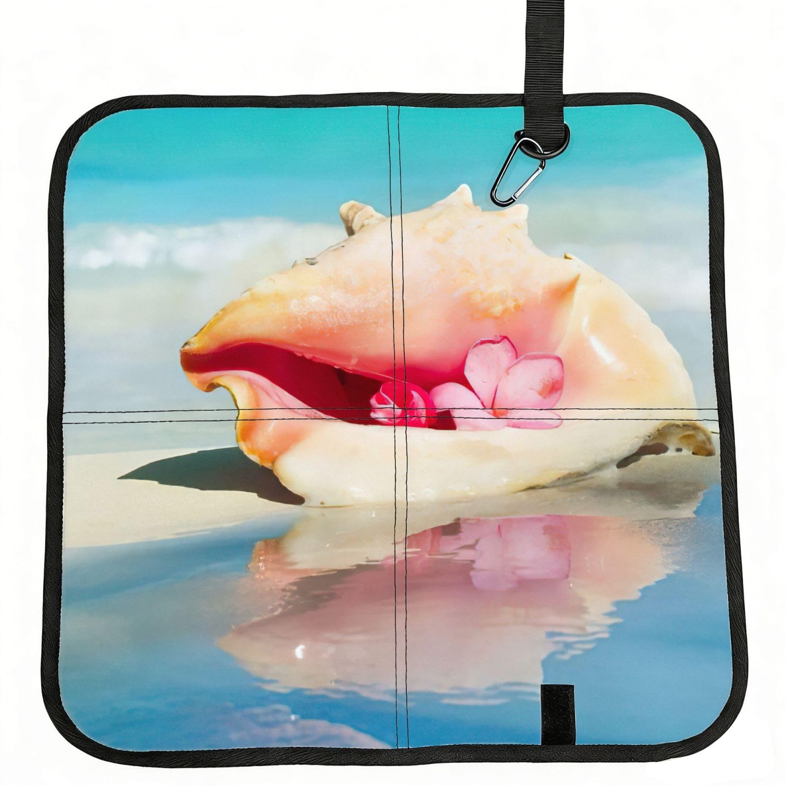 bghdfa Beach Conch Seascape Print Outdoor Sitting Mat Waterproof Oxford Cloth Seat Cushion Folding Foam Camping Seat For Picnic