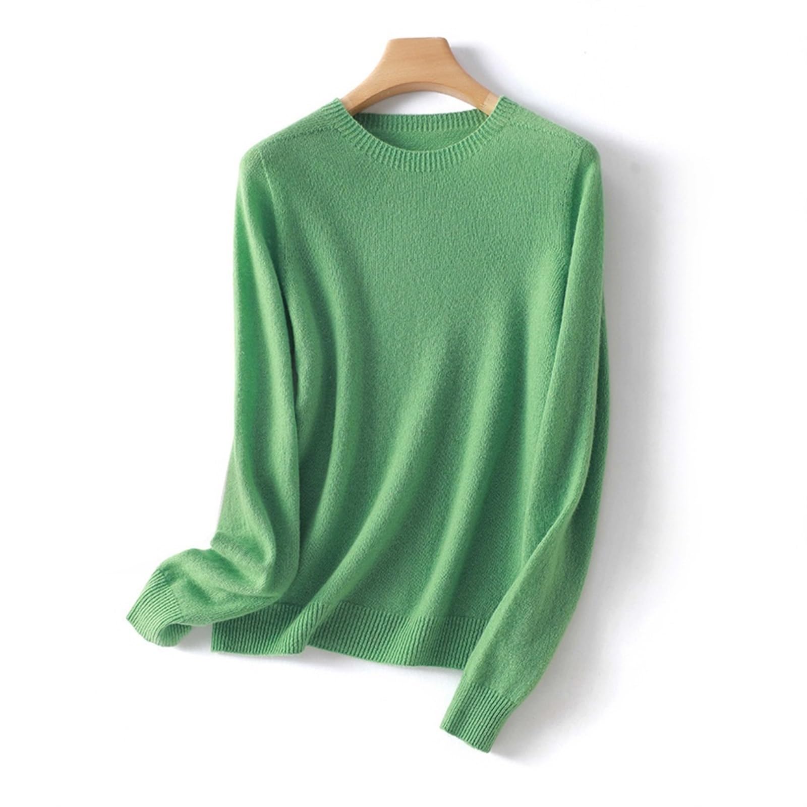 TOSOFT Jersey De Lana Merina De 100% Sin Costuras For Mujer 26 Recuentos Prendas De Punto Finas Camiseta Interior Básica Tops (Color : Green, Size : L/Large)