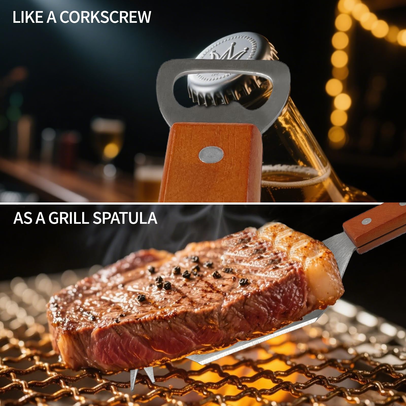 Barbecue Spatule Acier Inoxydable Set 41.5x8cm INOX Ustensiles Professionnel