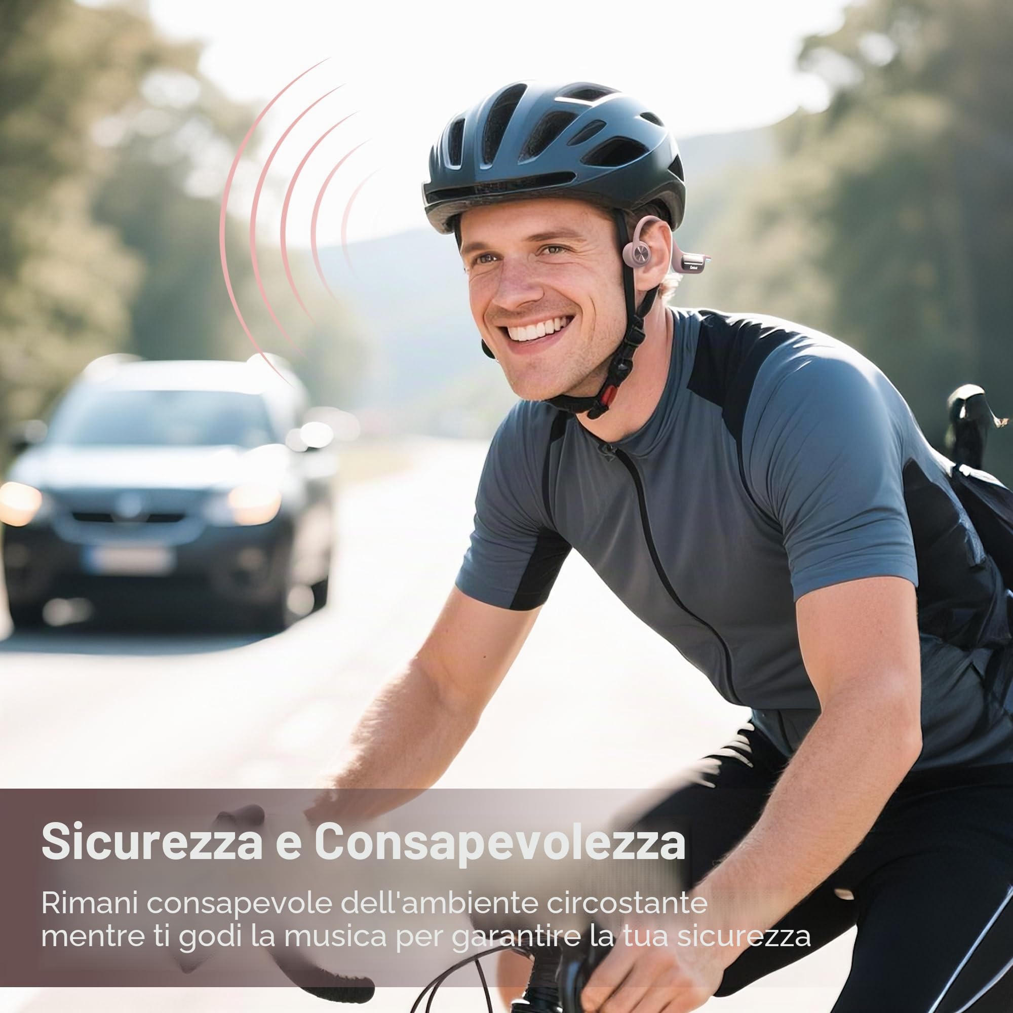 Cuffia Conduzione Ossea per Nuoto, Auricolare Open Ear Bluetooth 5.3 IP68 Impermeabile, Memoria MP3 32G, per Sport, Nuoto, Ciclismo, Corsa (Rosa)