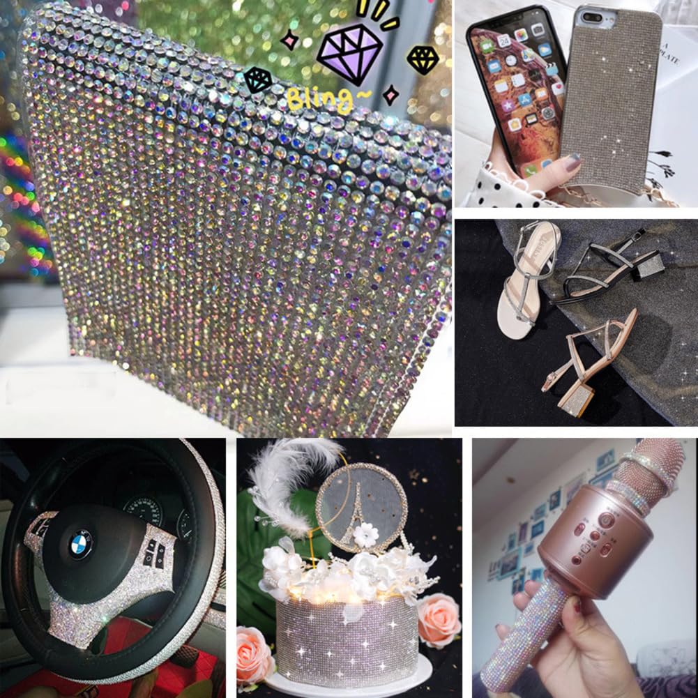 Naklejki ze strasu, 2 sztuki, 24 x 40 cm, z kamieniami szlachetnymi, samoprzylepne, błyszczące kamyczki, naklejki na ubrania, scrapbooking, opakowania prezentowe, telefony komórkowe