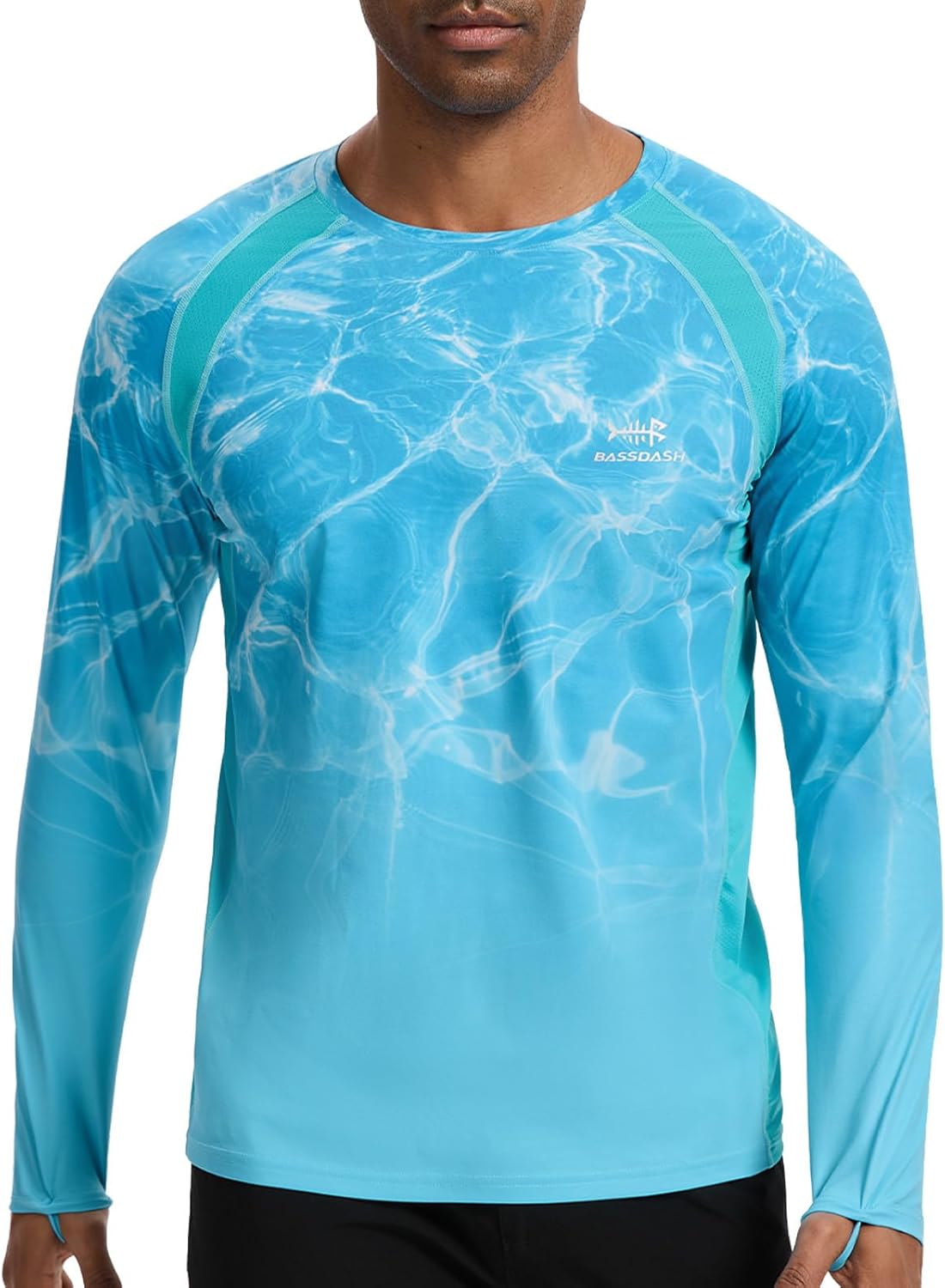 BASSDASH Men's UPF 50+ Wrinkle-Free Fishing Shirt Long Sleeve Casual Tee with Breathable Mesh for Hiking Running SR01M