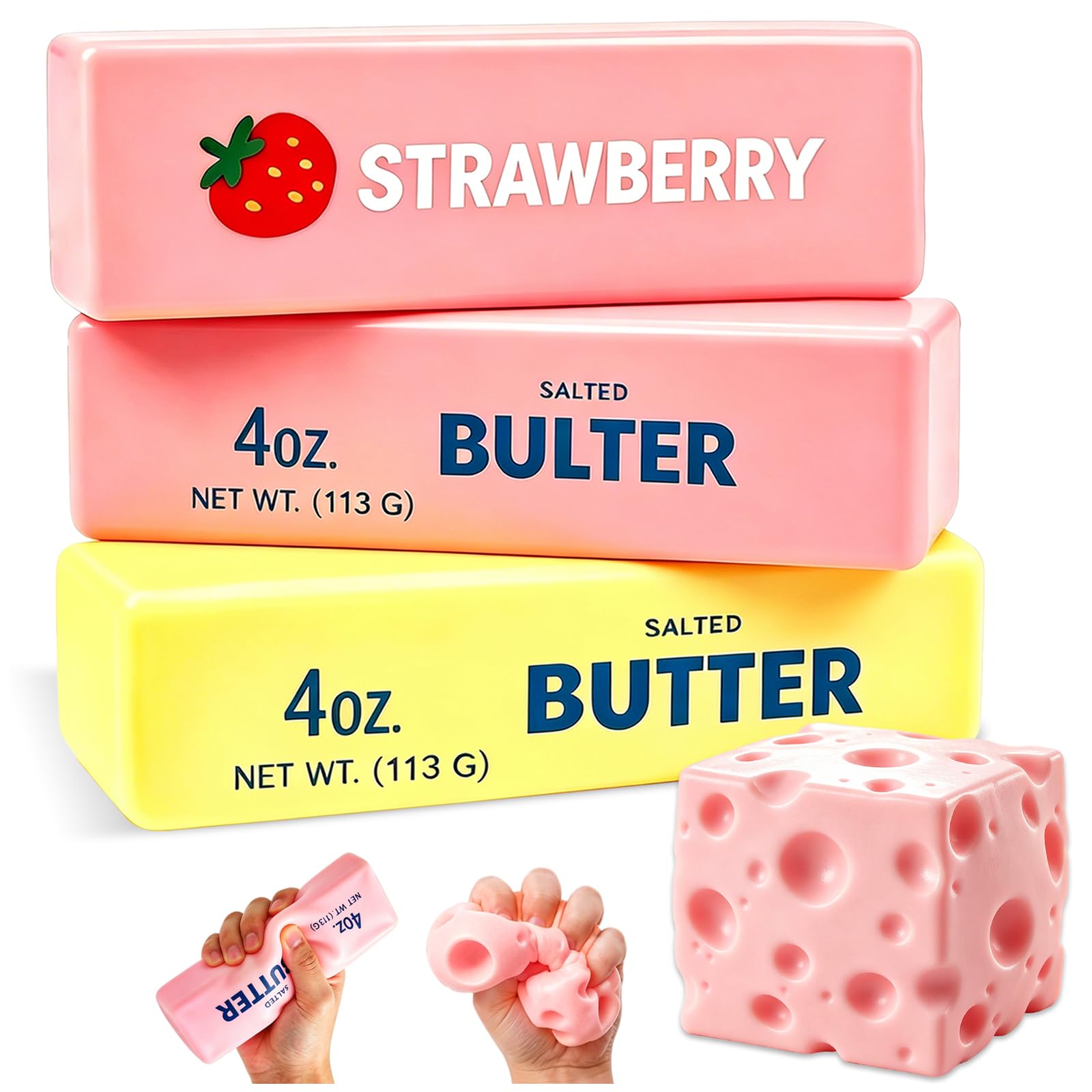 TOGETDREAM 4Pcs Butter Stick & Cheese, Butter Strawberry Stick