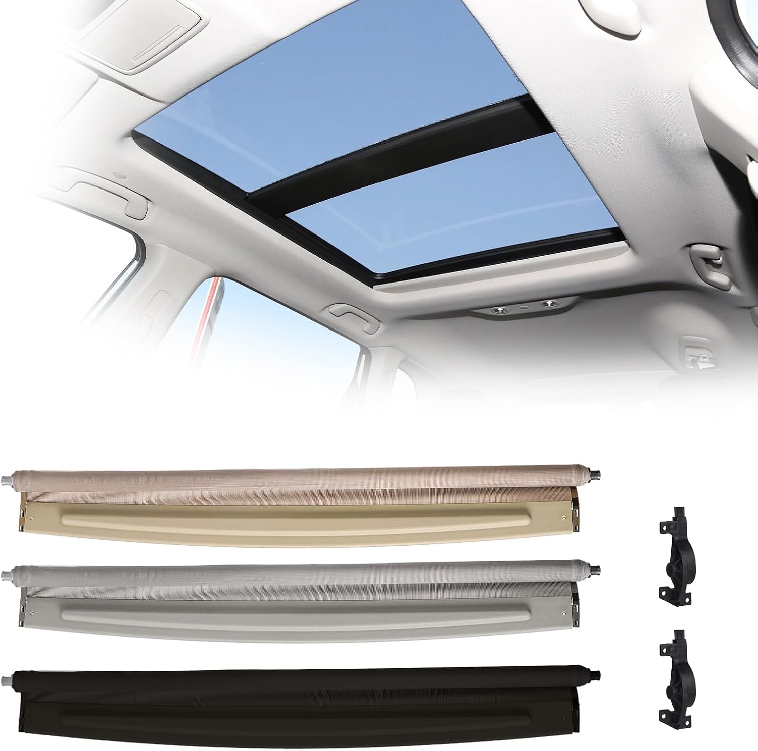 Car Panorama Sunroof Sunshade Curtain Cover Assembly 23135938 for Buick GF Lacrosse 2009 2010 2011 2012 2013 2014 2015 (Beige)