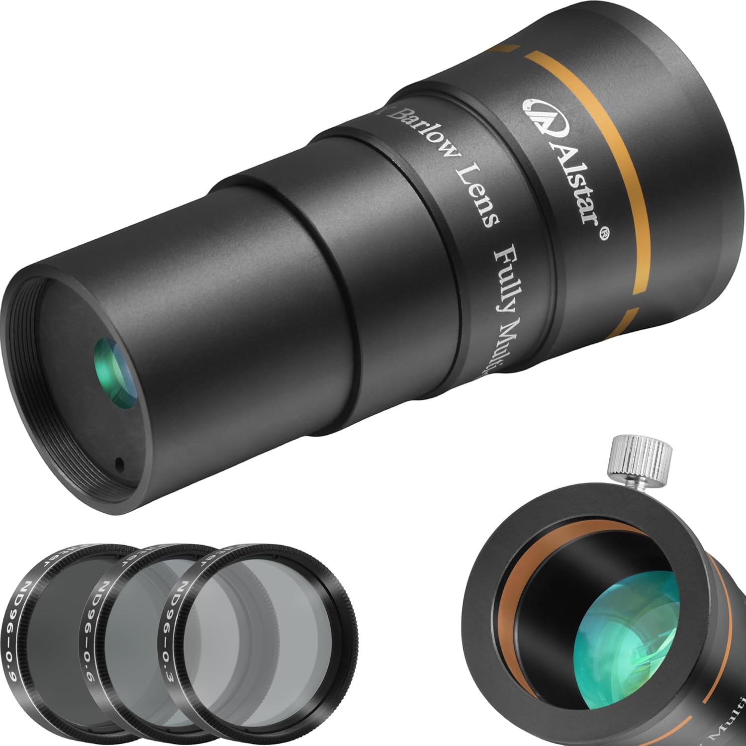 Alstar 1.25" 4-Elements 5X Barlow Lens - Bundle with - 1.25" Telescope Moon Filter Kit