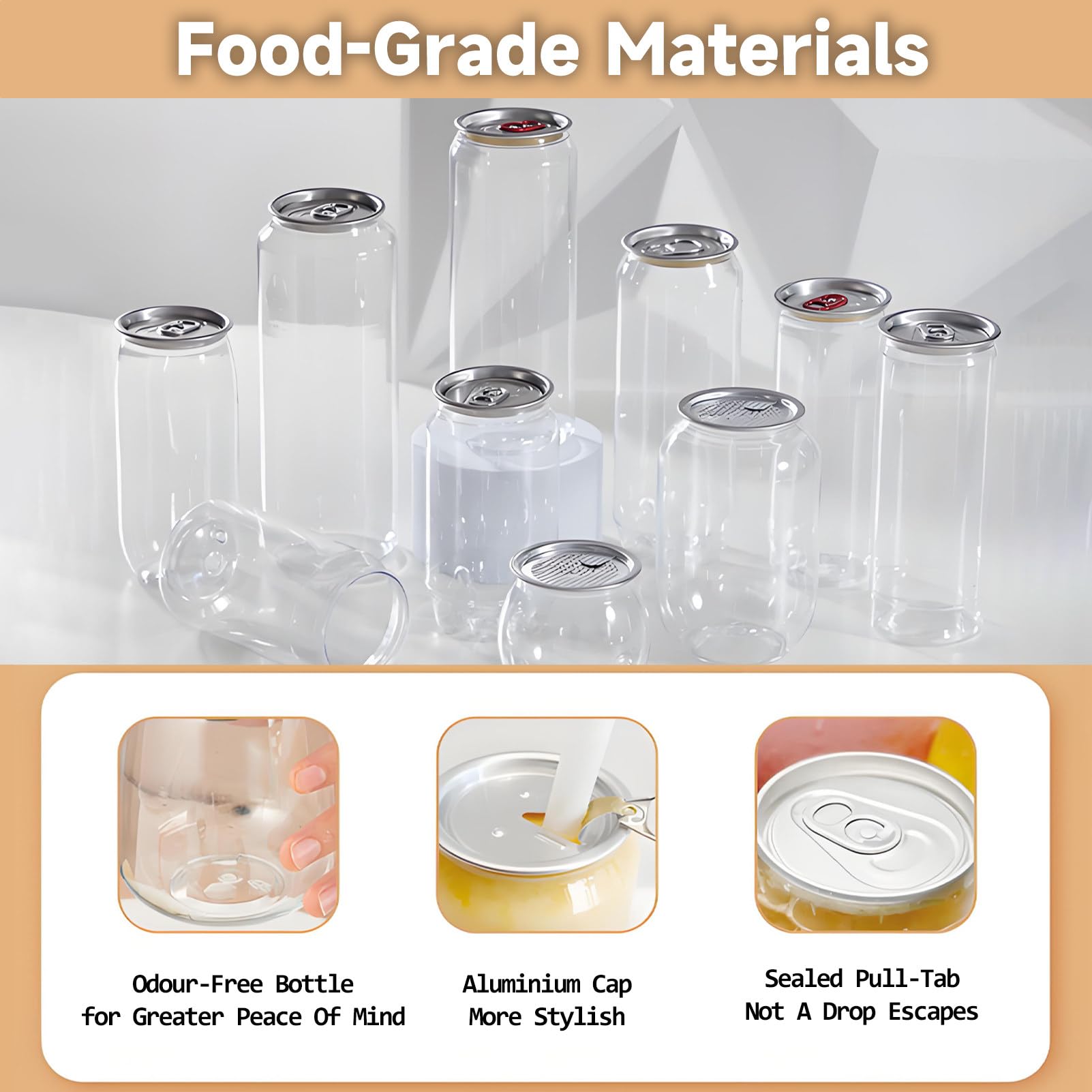Paquete de 200 vasos selladores de latas desechables de plástico, con tapas de aluminio, a prueba de fugas, para agua, jugo, bebidas, bebidas frías, picnic, hogar