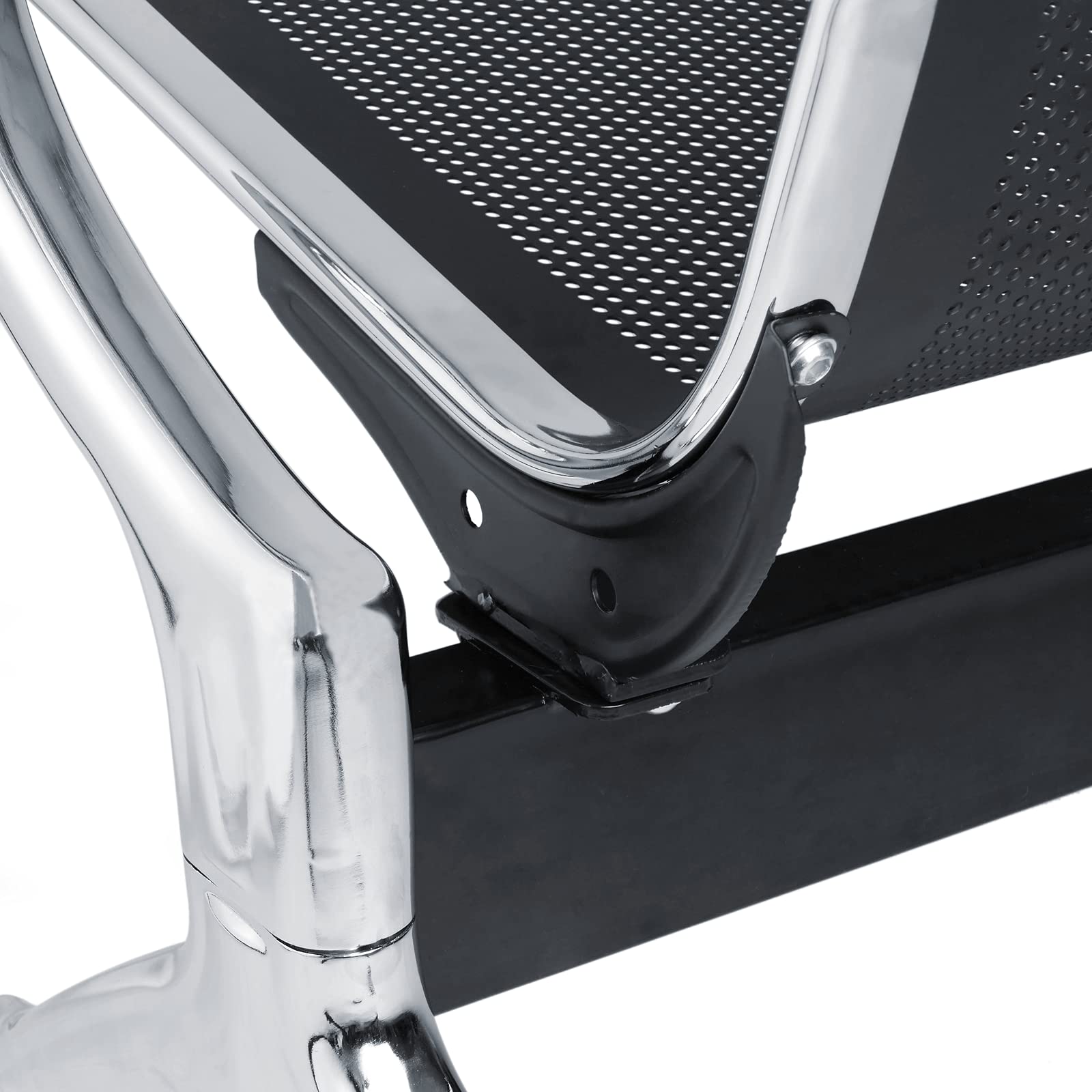 PrimeMatik - Chaises sur poutre pour salle d'attente avec 4 sièges ergonomique noir