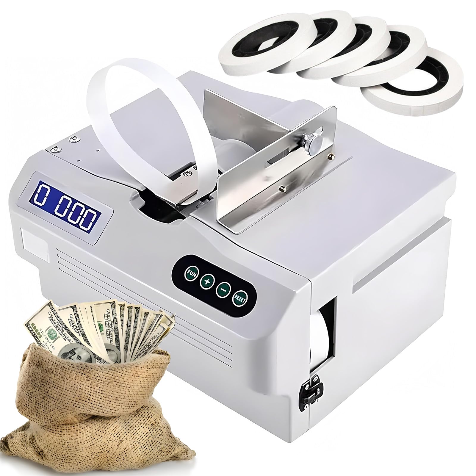 YXYLJOZ Automatic Banknote Bundling Machine - Currency Strapping Tool for Efficient Money Packing, 110V, Fast Cross Binding with Paper Tape for Banks and Retailers