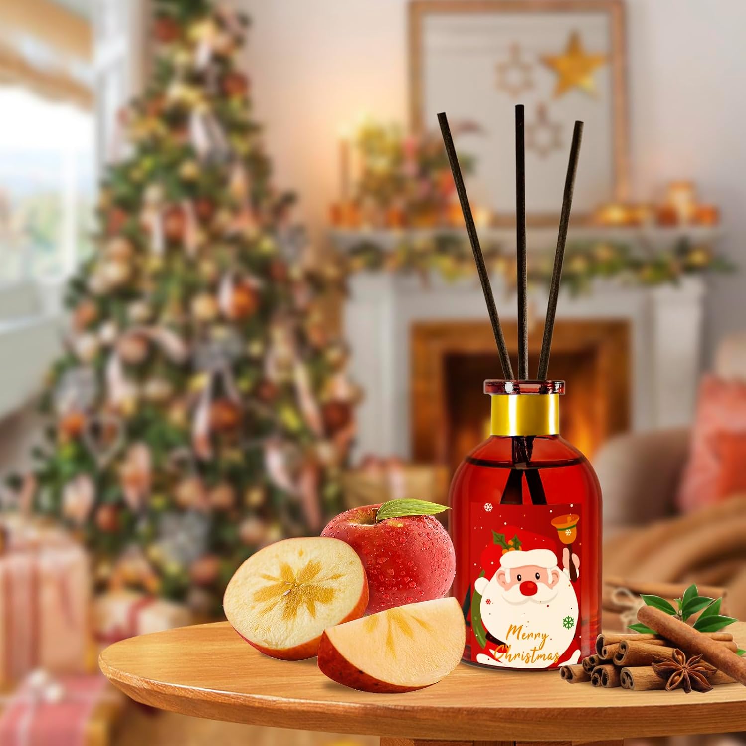 SCENTORINI Christmas Reed Diffuser Set, Christmas Essential Oils Diffuser, Cedar, Apple Cinnamon, Lemon Soda, 5.3 Fl.oz, Pack of 3, Reed Diffuser for Christmas Decorations Gift - Image 6