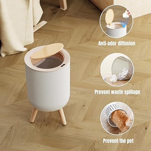 Vista 5 de stonespace Basurero de baño automático sin contacto, con sensor de movimiento con tapa, bote de basura pequeño para dormitorio, sala de estar