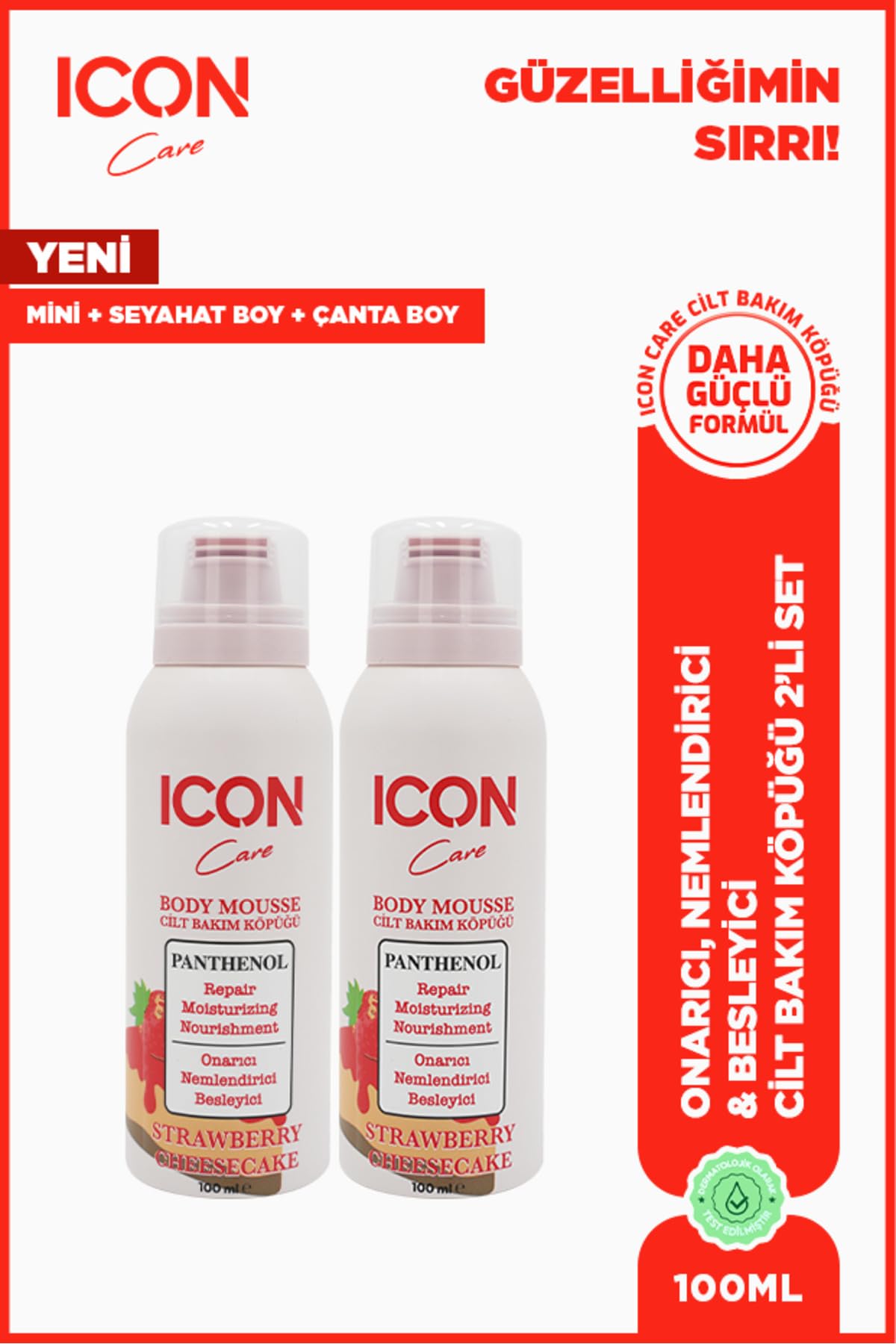 ICON Care Cilt Bakım Köpüğü Strawberry & Cheesecake 100 ml- 2'Lİ SET