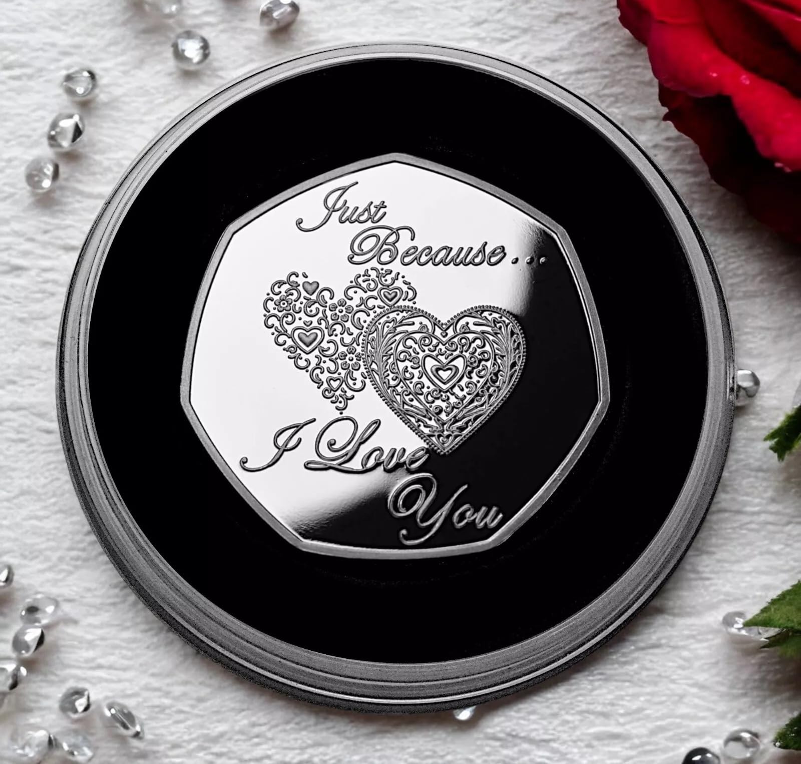The Commemorative Coin Company Just Because... I Love You' Silver Commemorative in Capsule. Gift/Present Partner/Husband/Wife Boyfriend/Girlfriend Anniversary