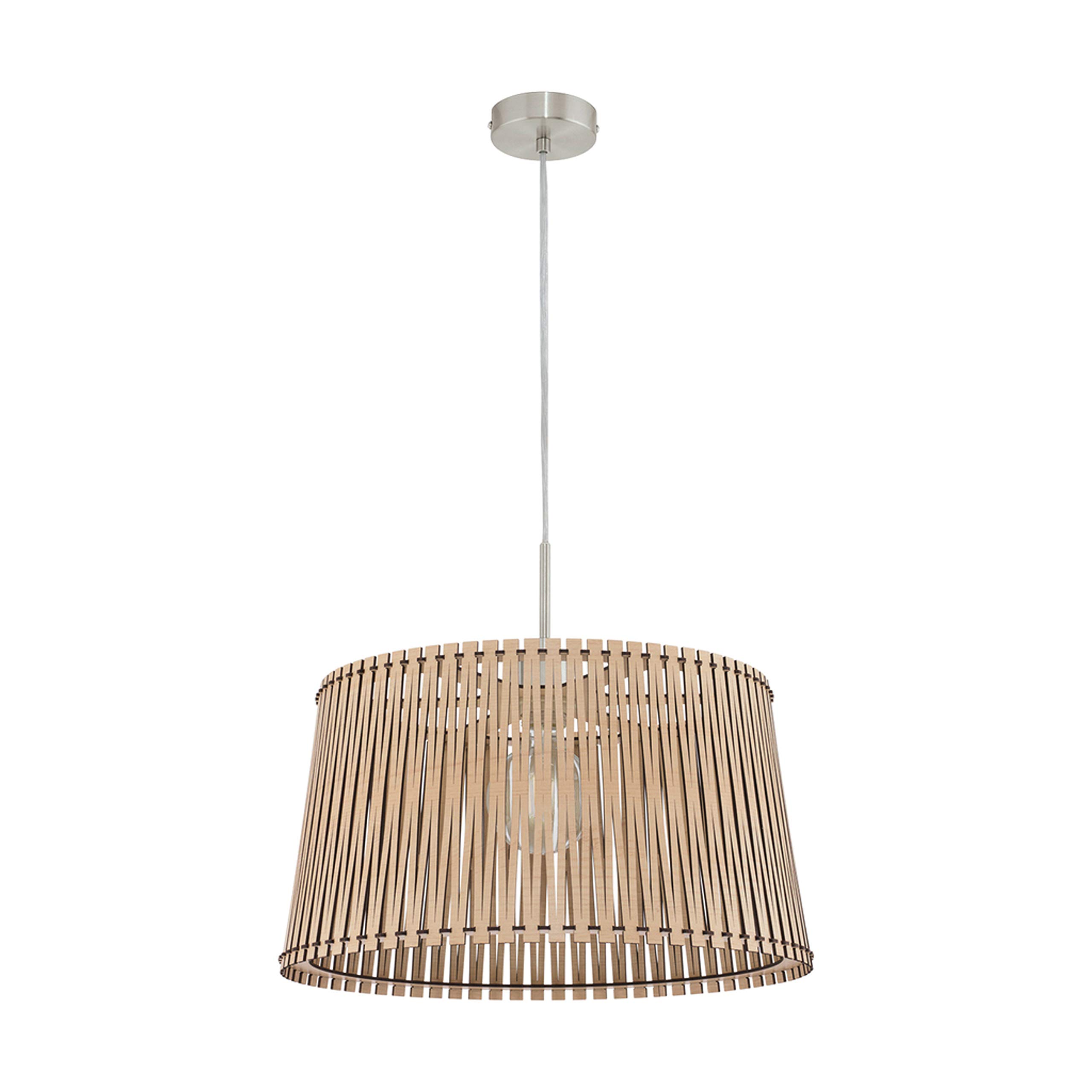 Eglo Sendero Lámpara colgante de estilo bohemio, lámpara de acero en níquel mate y madera de arce, lámpara natural para mesa de comedor y salón, con casquillo E27, diámetro de 45 cm