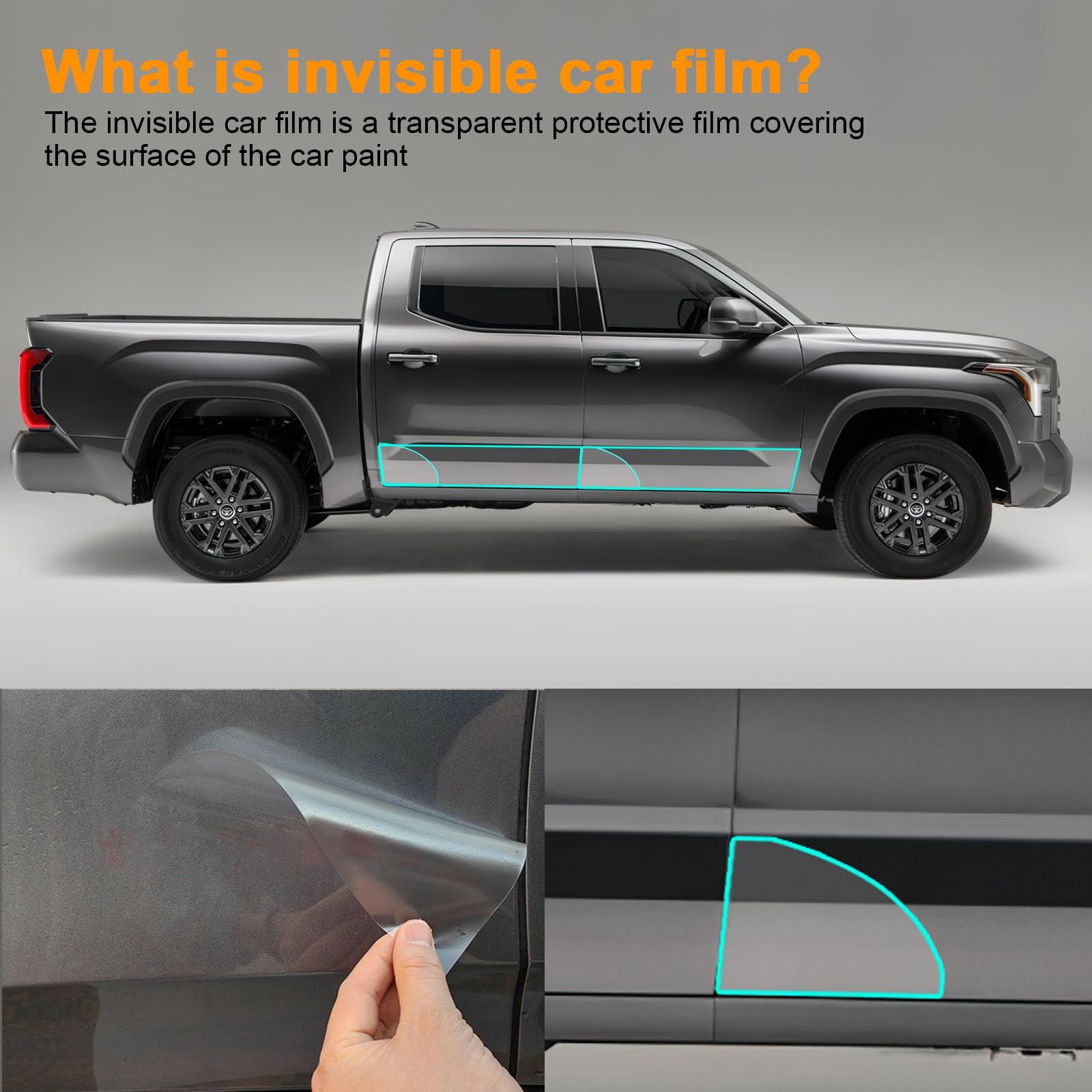 FDAIUN for 2022-2024 Toyota Tundra PPF Precut Gloss Clear 8.5mil TPU Car Paint Protective Film Self Healing HD Film Scratch Protector Exterior Accessories (Lower Side of Door 4Pcs)