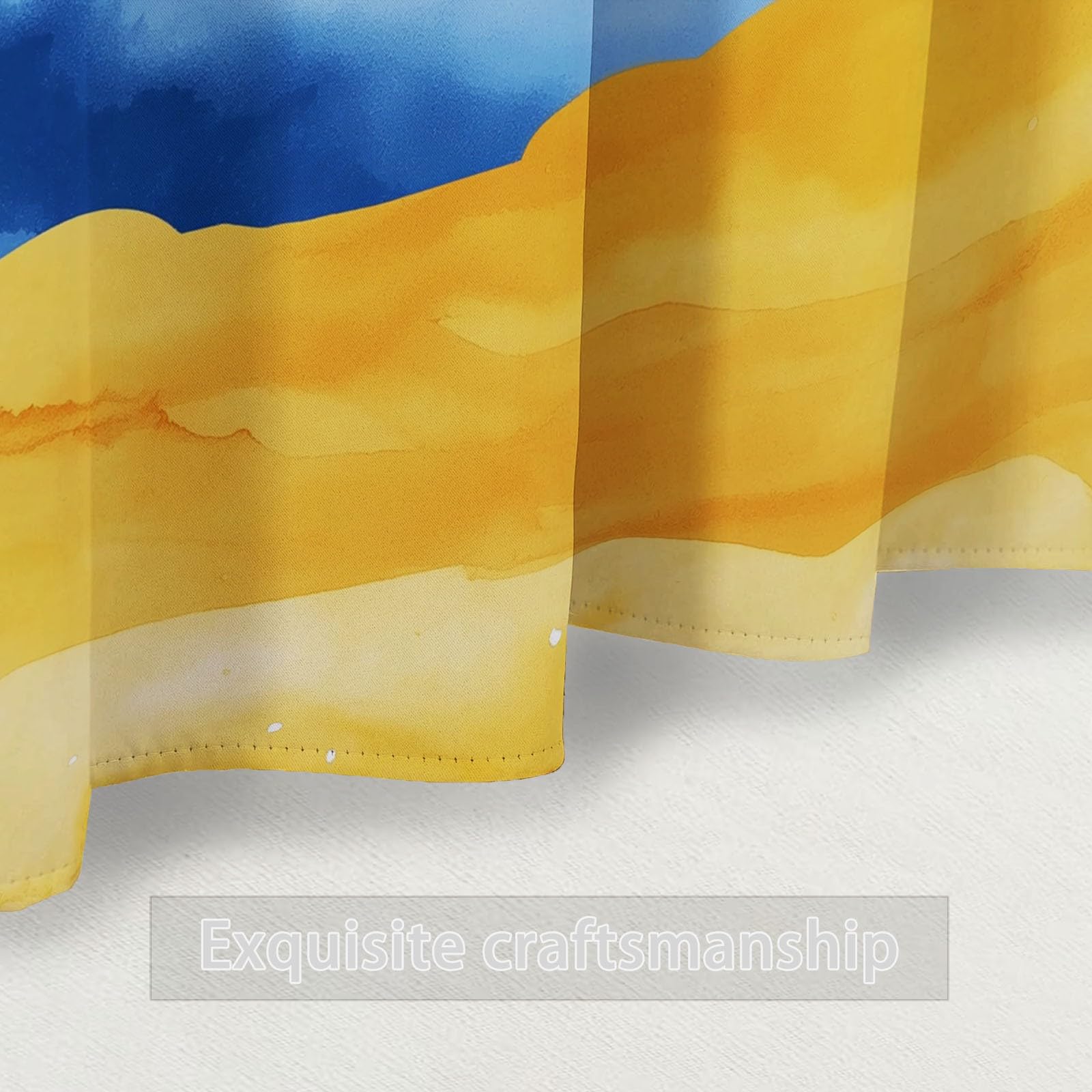 Rideau Occultant Abstrait Paysage Nuages Rideau Thermique Isolant Anti Froid et Chaleur, Rideau Occultant Thermiques à Oeillets Chambre Salon Jaune Bleu 140L X 250H cm (2 Panneaux)