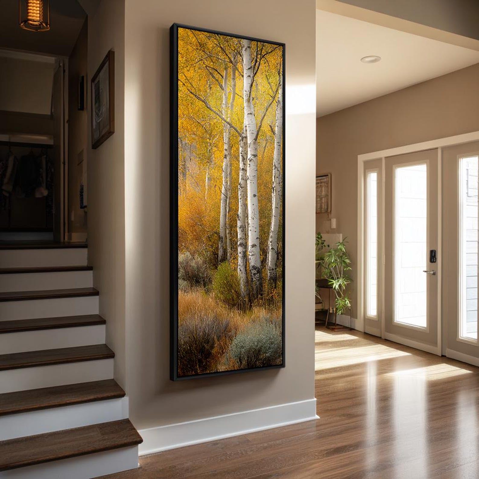 XBTYKPB Vertical Tree Prints - Tall Narrow Canvas Wall Art for Entryway - Birch Tree Canvas Art - Forest Nature Decor Painting(30x90cm/Frameless)