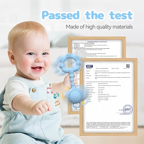 Miniatura 2 de Mordedores para bebés de 6 a 12 meses, sonajeros para bebés de 0 a 6 meses, sonajero 2 en 1 y juguete para calmar las encías doloridas y mantener